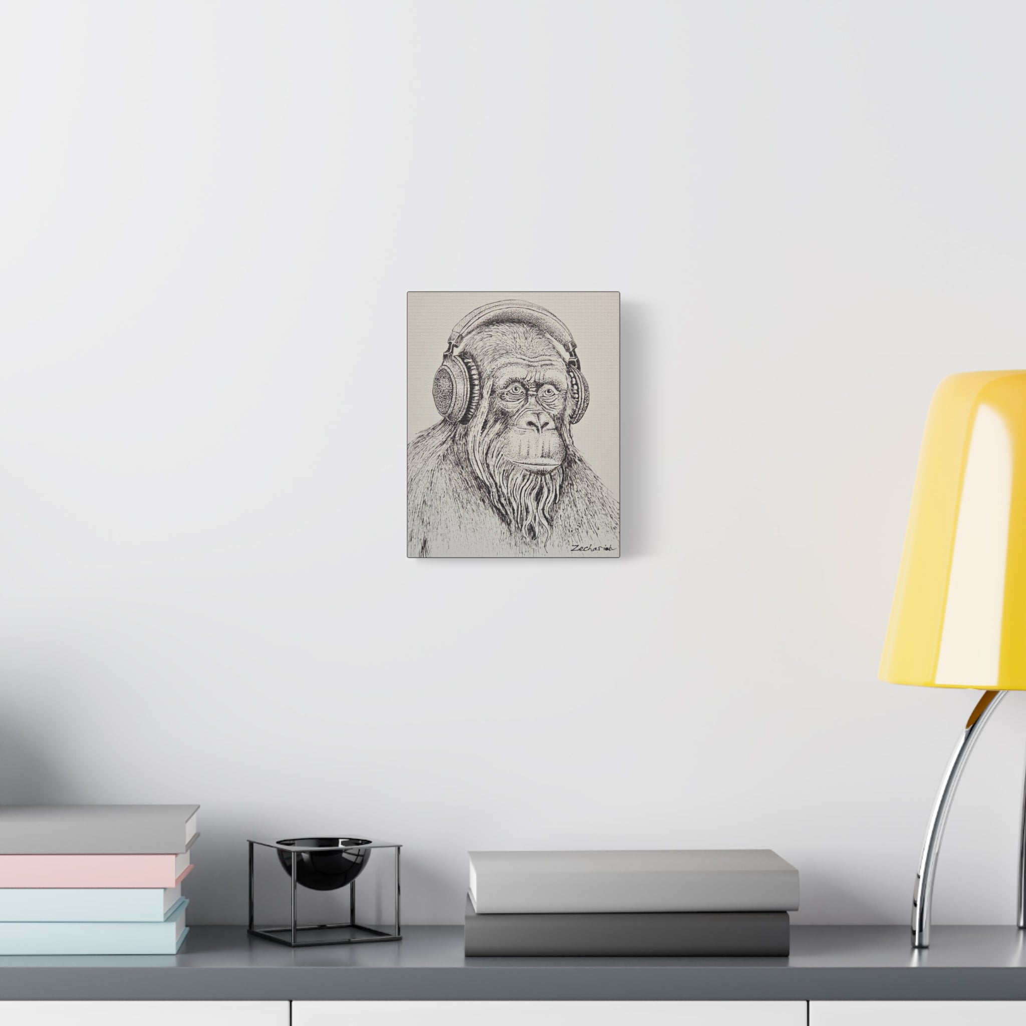 Gorilla in Headphones Canvas Art, Unique Wall Decor, Animal Lover Gift, Music Theme Artwork, Funny Home Decoration