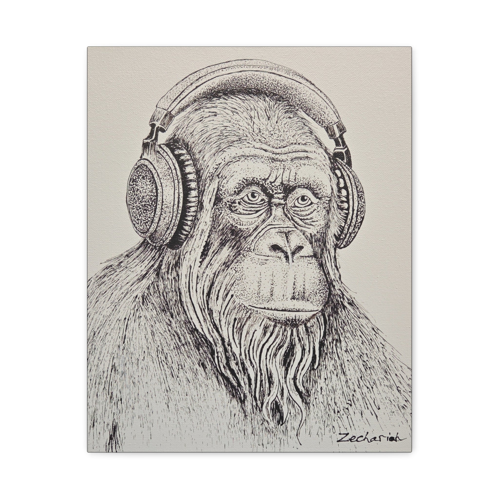 Gorilla in Headphones Canvas Art, Unique Wall Decor, Animal Lover Gift, Music Theme Artwork, Funny Home Decoration