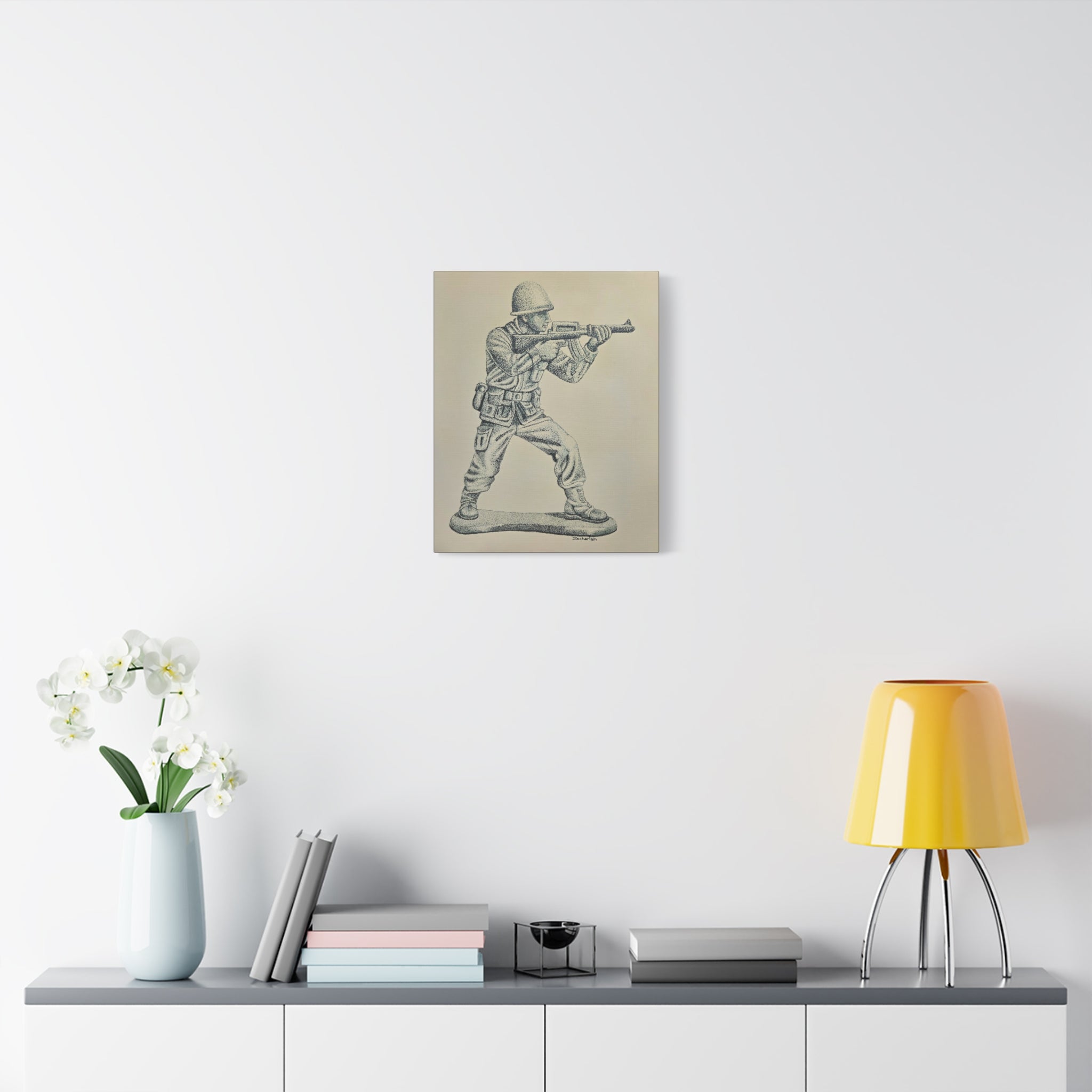 Soldier Art Canvas Print, Vintage Wall Decor for Home, Military Tribute, Unique Gift for Home Office, Personalized Decorative Art