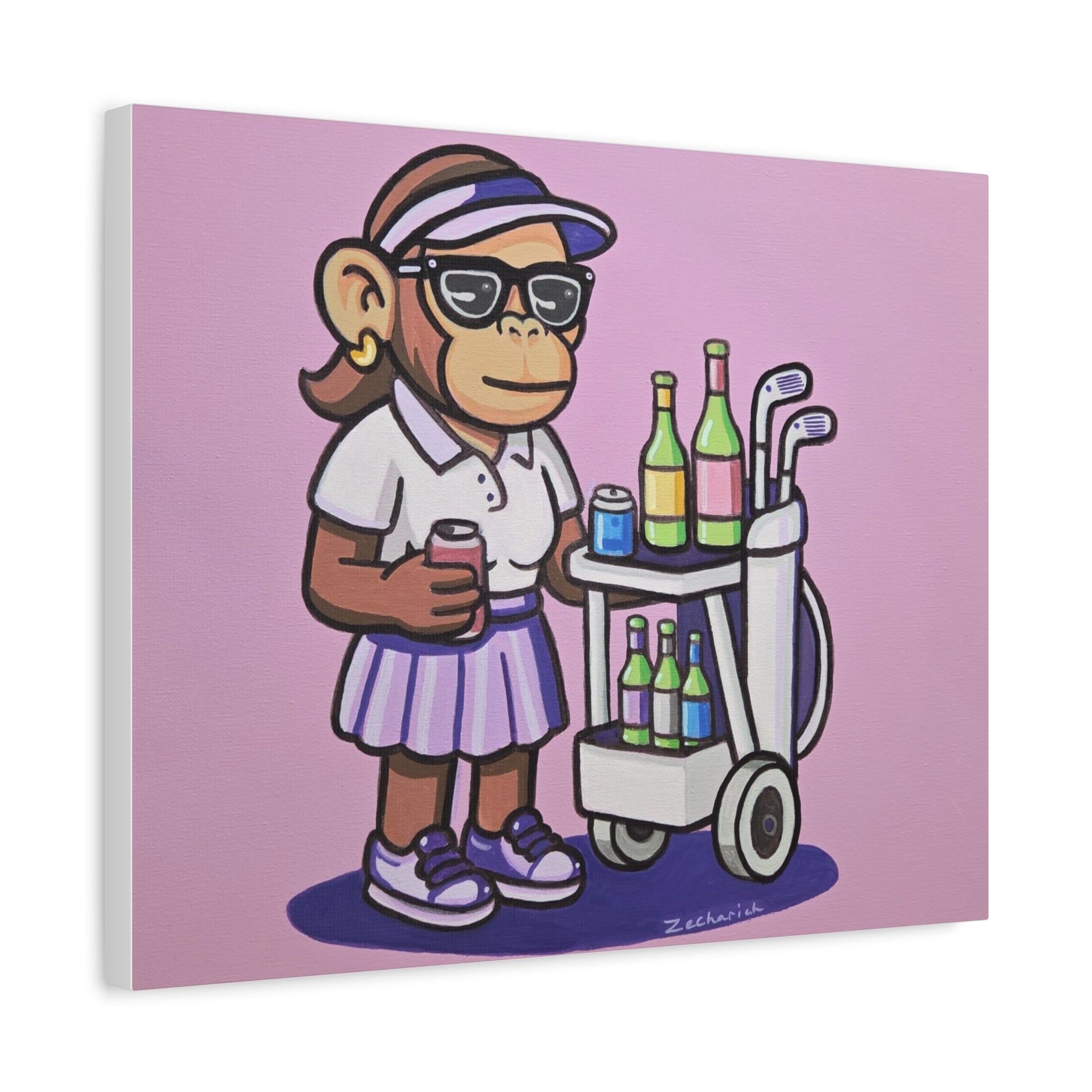 Playful Monkey Wall Art, Colorful Canvas Print, Retro Vibe Home Decor, Gift for Animal Lovers, Fun Artwork for Kids' Room