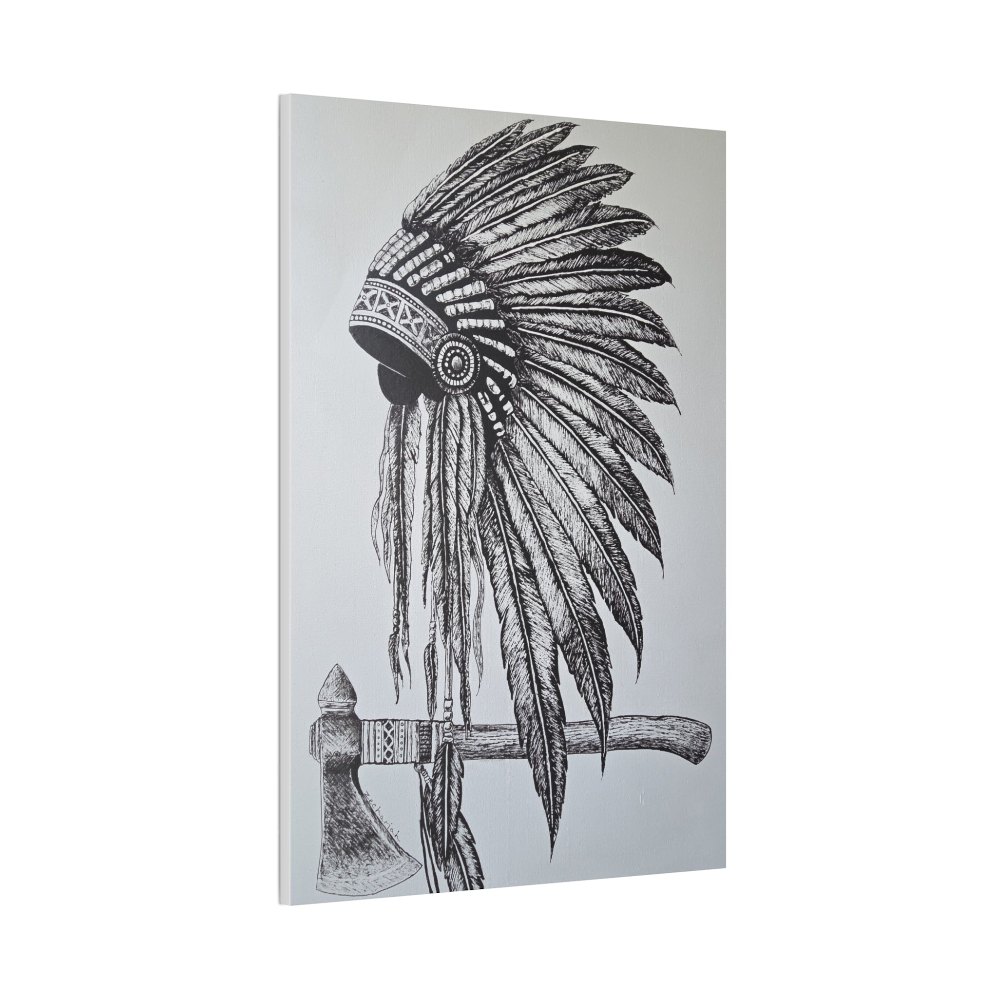 Native American Warrior Canvas Art, Tribal Home Decor, Vintage Wall Hanging, Gift for Him, Boho Wall Art, Ethnic Decor