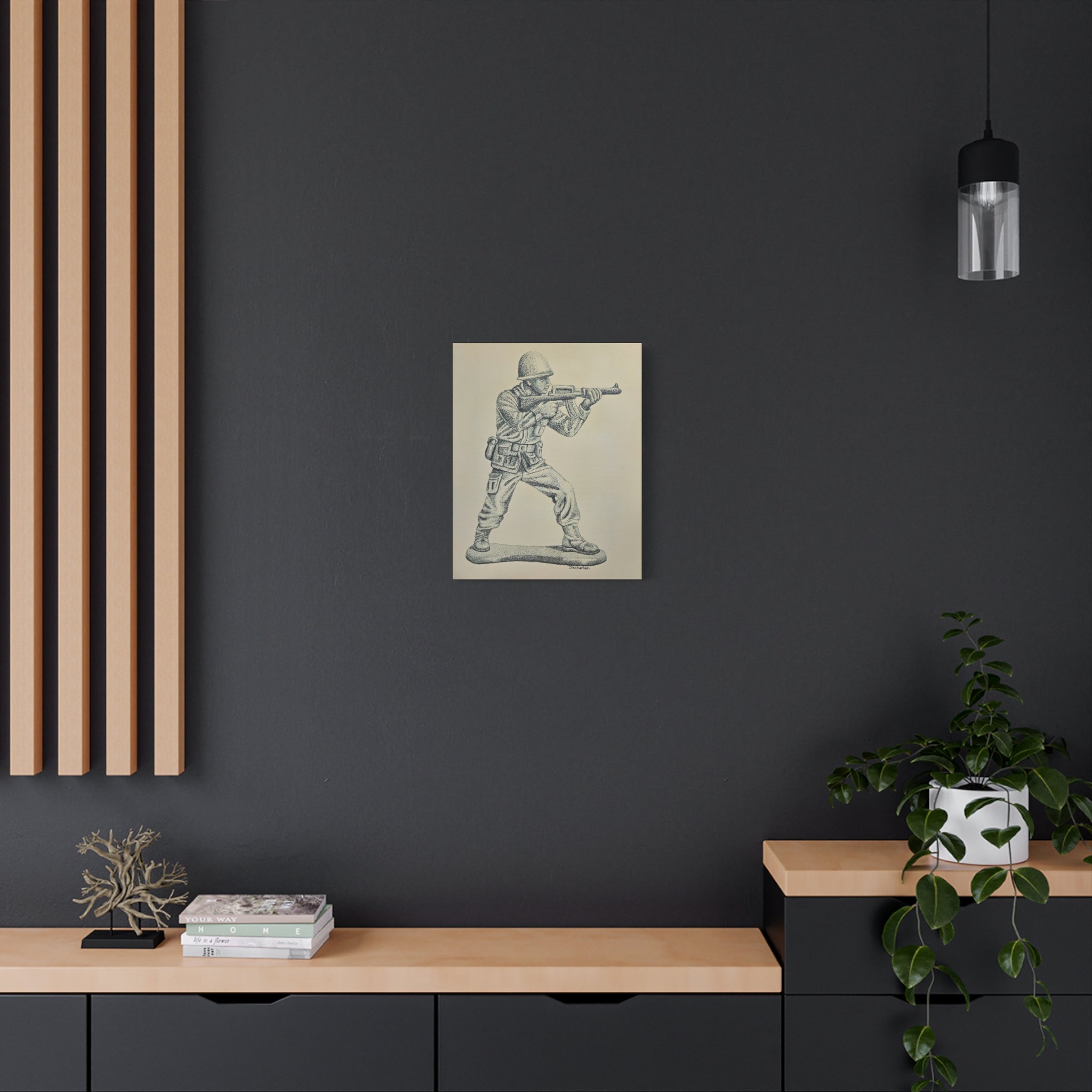 Soldier Art Canvas Print, Vintage Wall Decor for Home, Military Tribute, Unique Gift for Home Office, Personalized Decorative Art