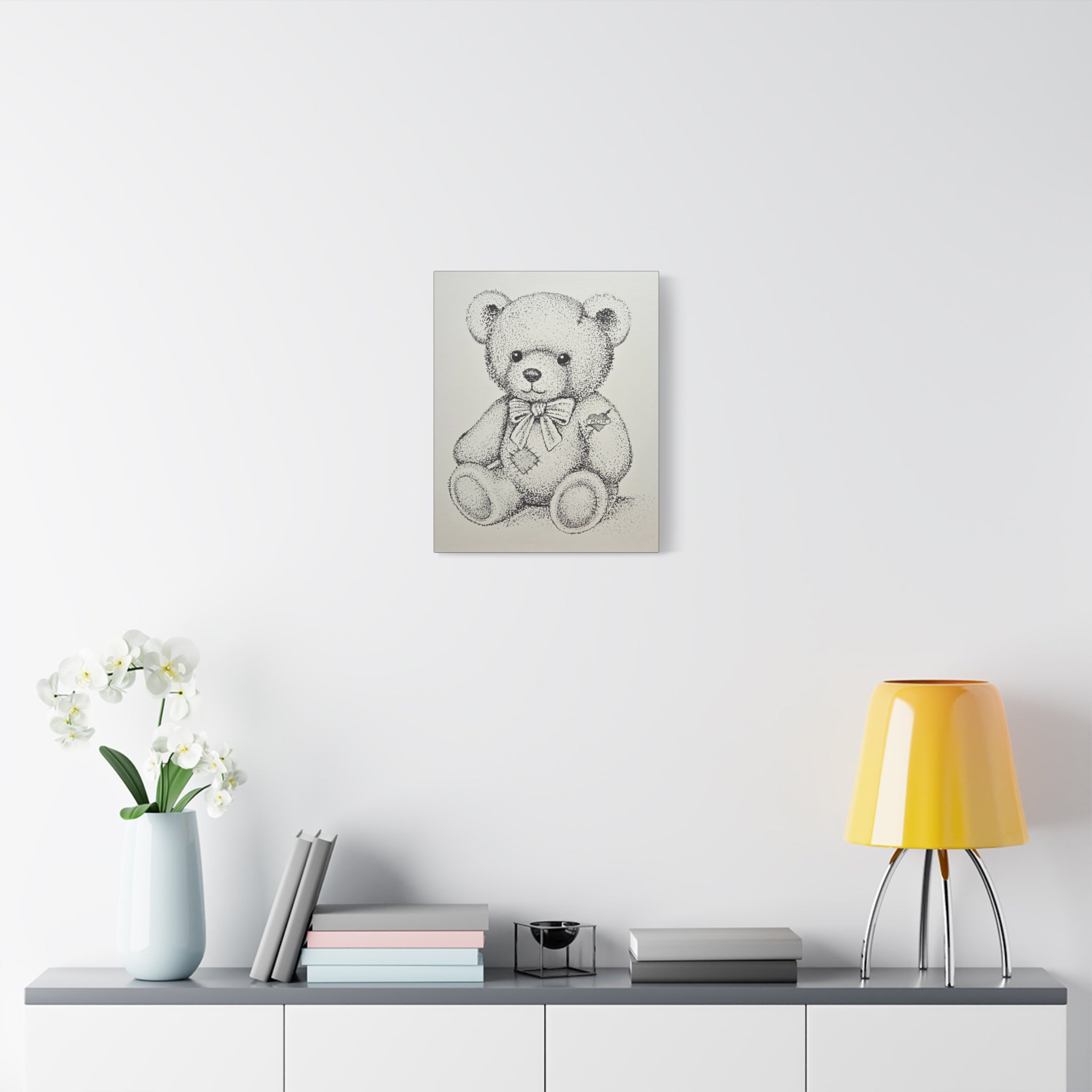 Adorable Teddy Bear Canvas Wall Art, Cute Nursery Decor, Kids Room Wall Art, Gift for Baby Shower, Nursery Wall Decoration
