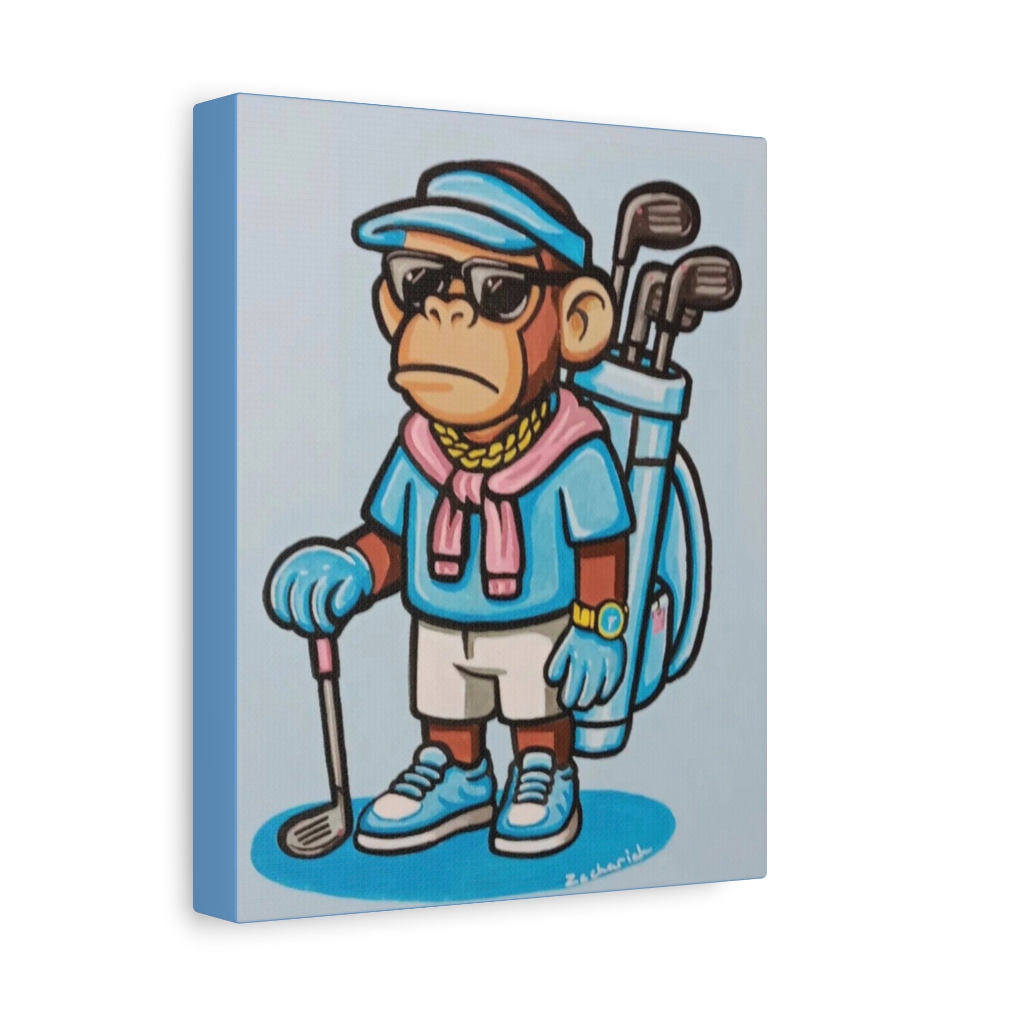 Cool Golf Monkey Canvas Art, Funky Monkey Decor, Wall Art for Golf Lovers, Unique Gift, Golf Club Decor, Fun Home Decor