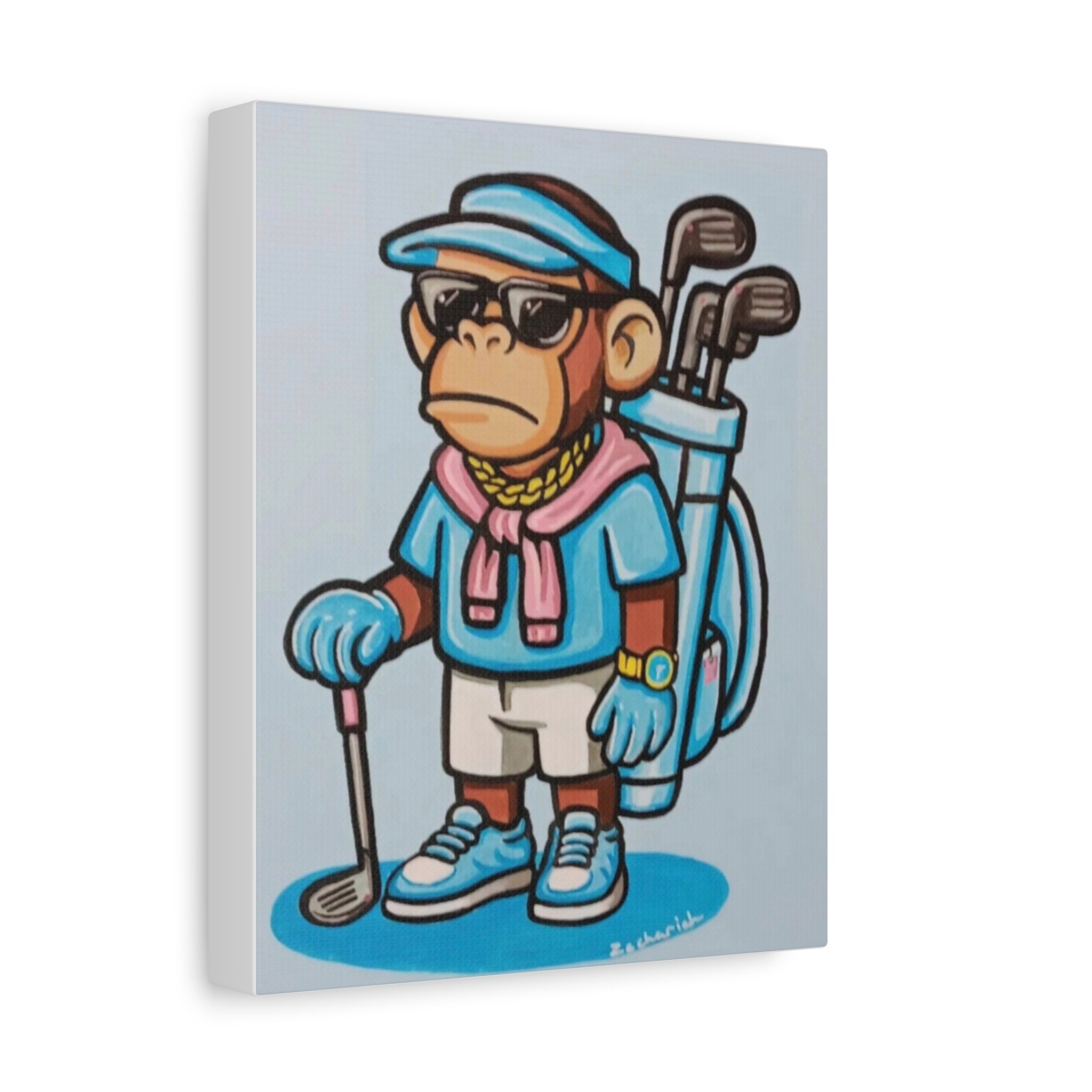 Cool Golf Monkey Canvas Art, Funky Monkey Decor, Wall Art for Golf Lovers, Unique Gift, Golf Club Decor, Fun Home Decor