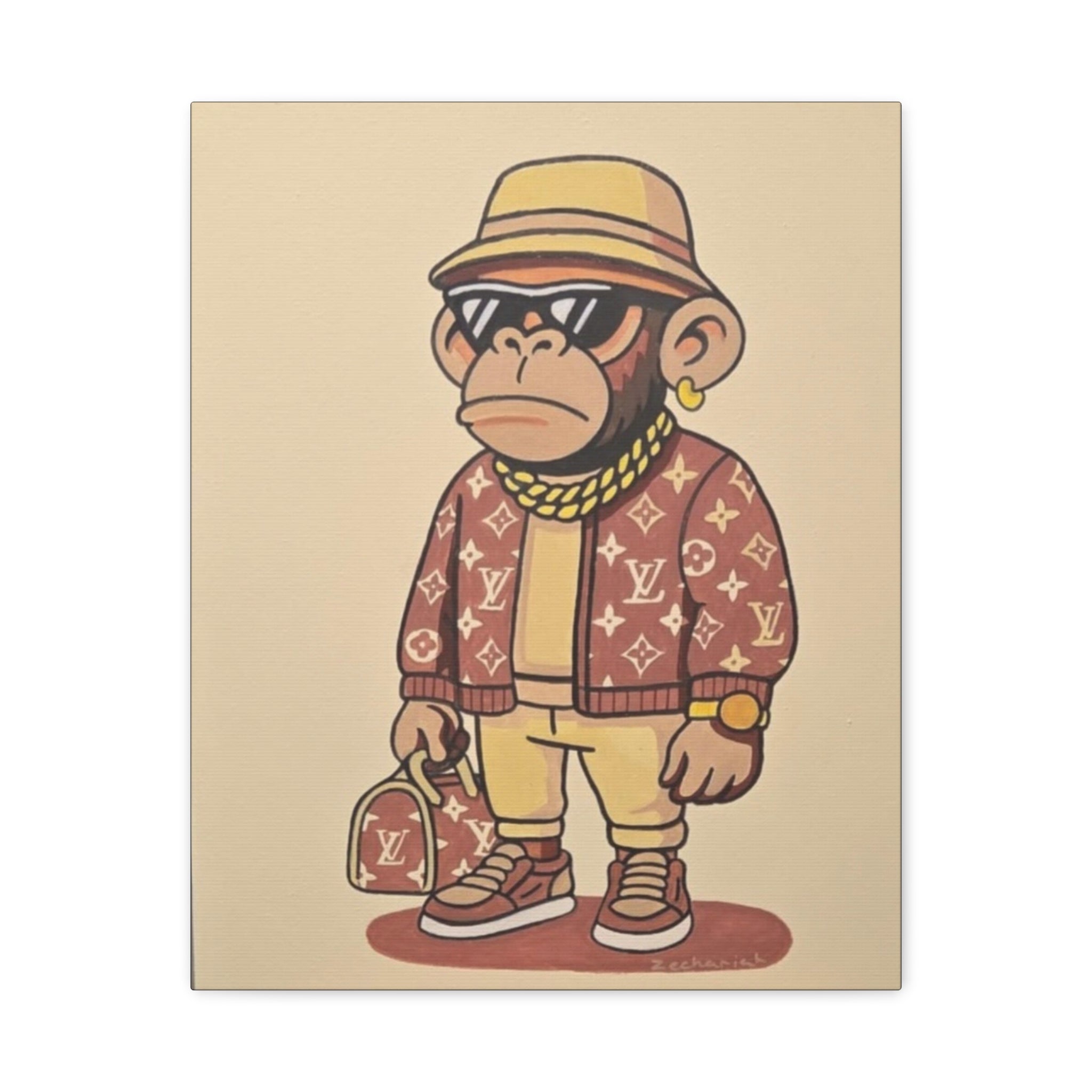 Stylish Monkey Art Canvas, Modern Wall Decor, Trendy Home Decor, Unique Gift, Art for Living Room, Hip Hop Vibe, Fun Wall Art