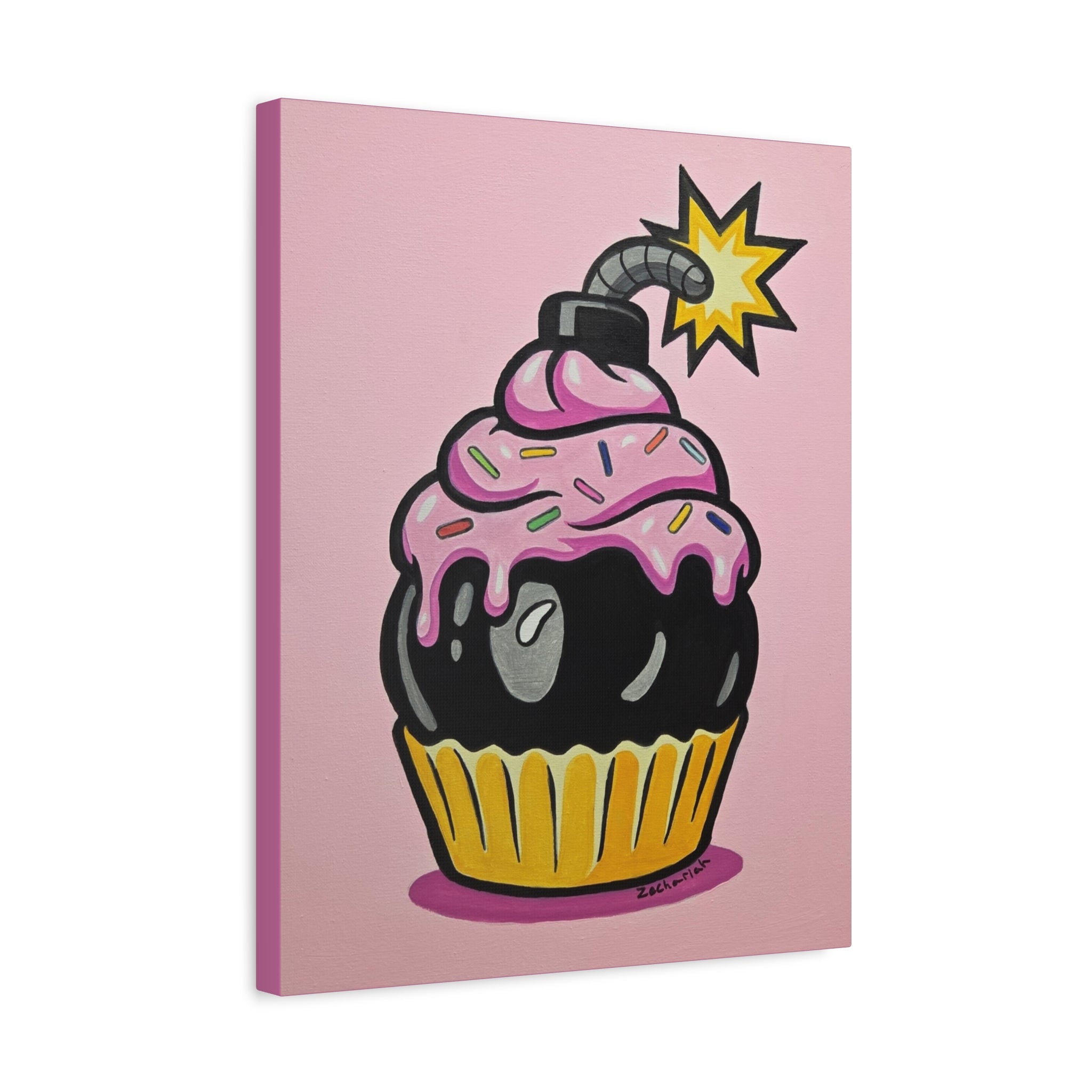 Explosive Cupcake Art Print, Funky Wall Decor, Unique Gift, Birthday Celebration, Fun Kitchen Decor