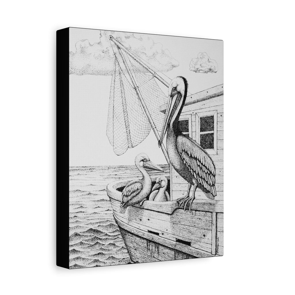 Artistic Coastal Canvas Print, Nautical Wall Art, Beach Home Decor, Sea Bird Illustration, Gift for Marine Life Lovers