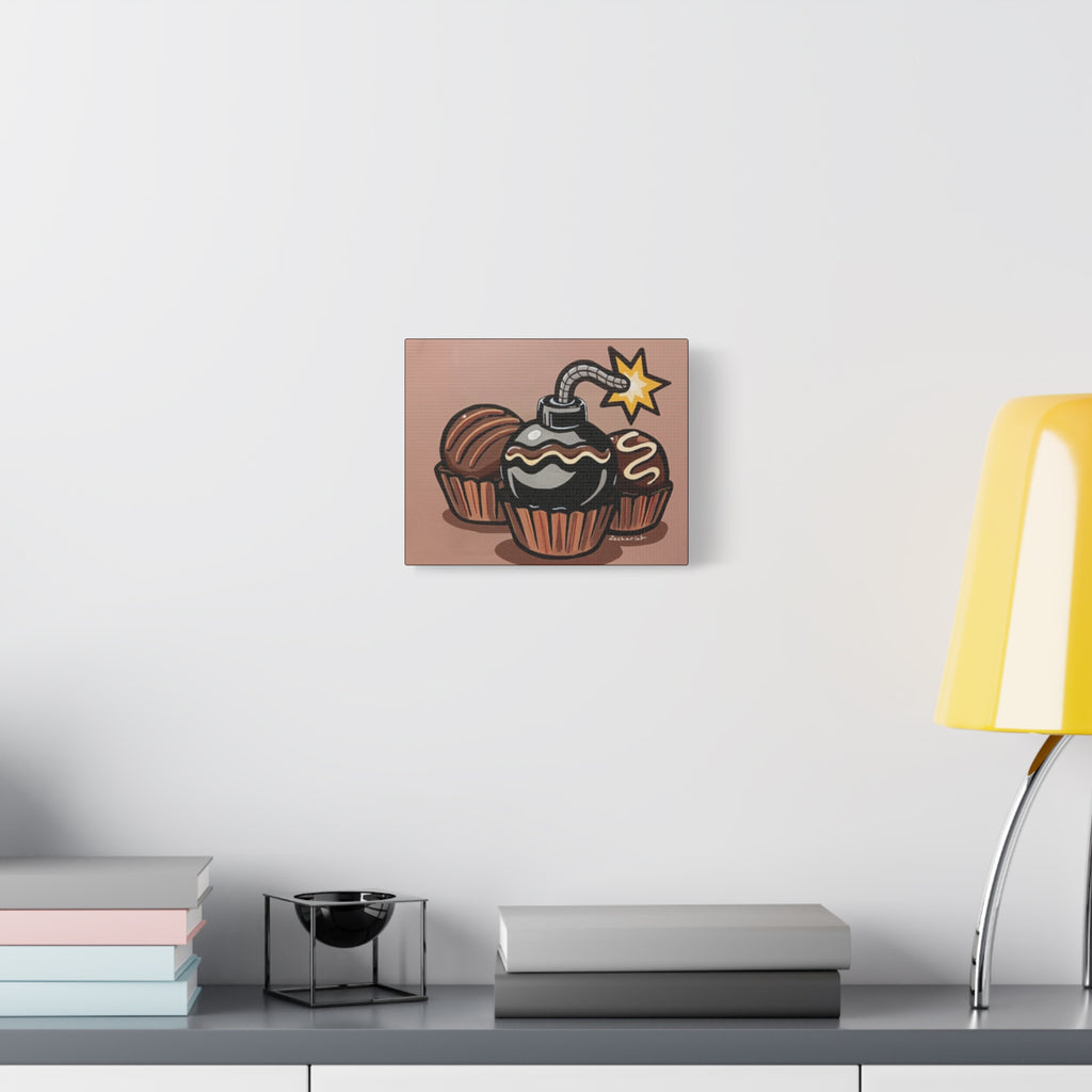 Whimsical Wall Art Canvas, Fun Decor, Chocolate Lovers Gift, Kitchen Wall Art, Quirky Gift Idea, Bomb Chocolate Design, Sweet Treat Decor