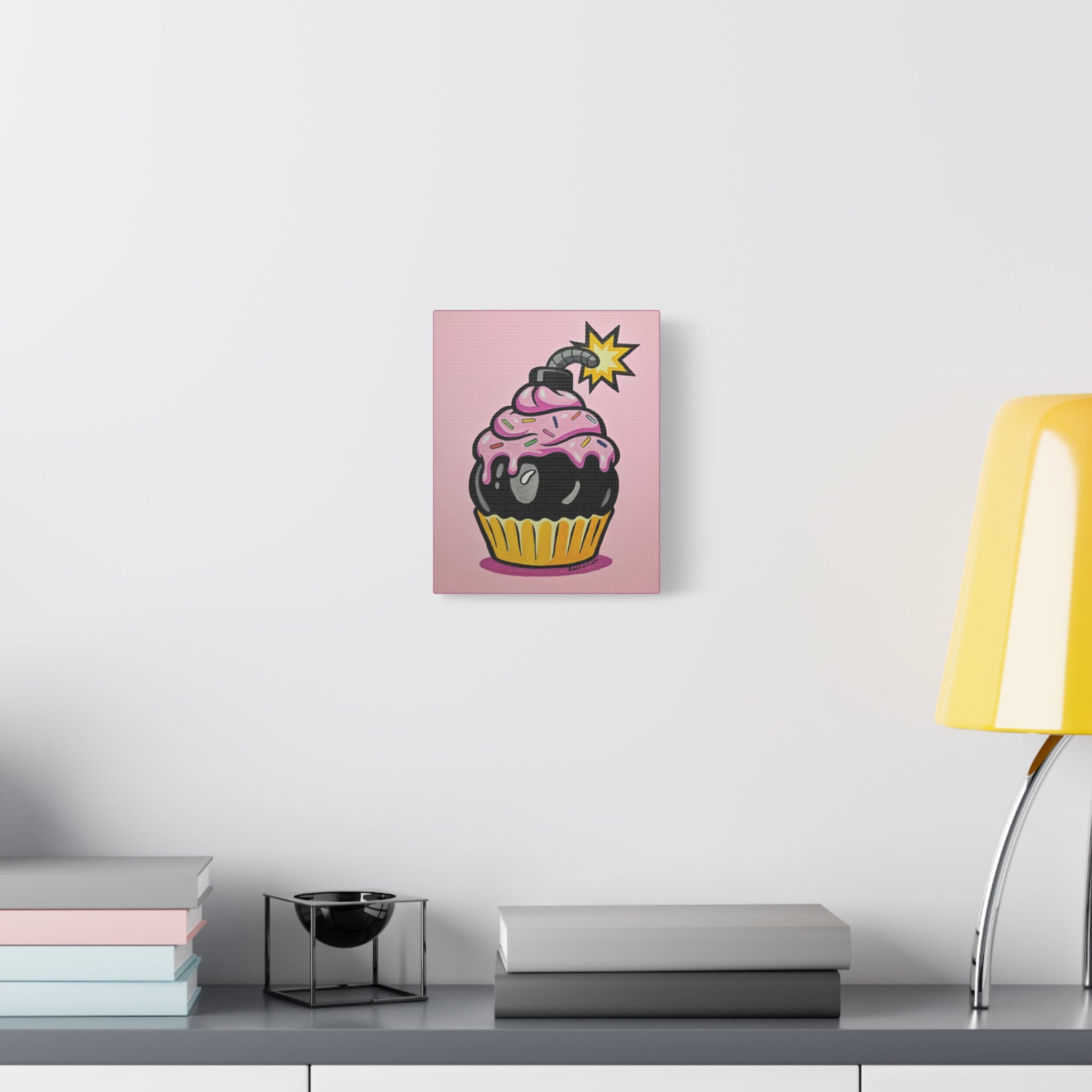 Explosive Cupcake Art Print, Funky Wall Decor, Unique Gift, Birthday Celebration, Fun Kitchen Decor