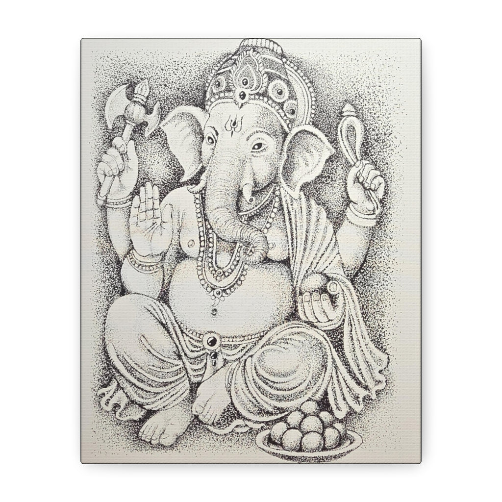 Ganesha Matte Canvas Art - Hindu Wall Decor, Spiritual Home Decoration, Meditation Room Accent, Gift for Festivals, Zen Artwork