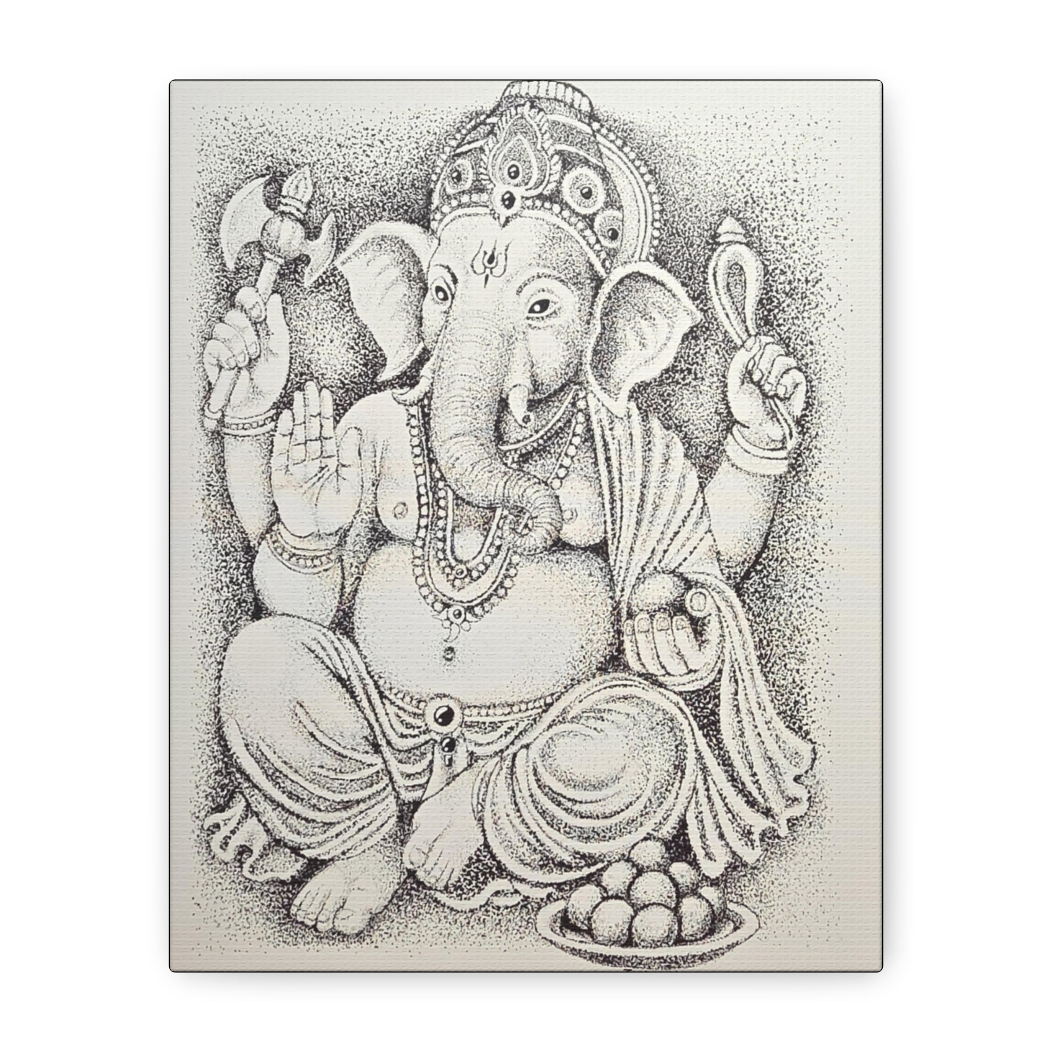 Ganesha Matte Canvas Art - Hindu Wall Decor, Spiritual Home Decoration, Meditation Room Accent, Gift for Festivals, Zen Artwork