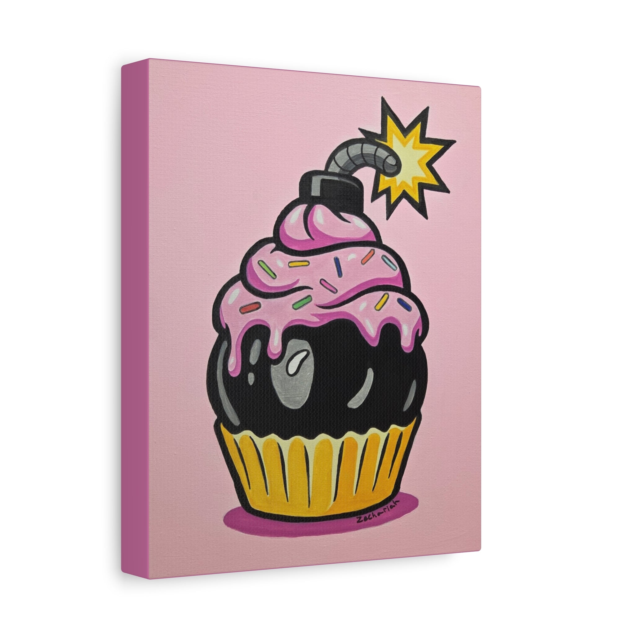 Explosive Cupcake Art Print, Funky Wall Decor, Unique Gift, Birthday Celebration, Fun Kitchen Decor