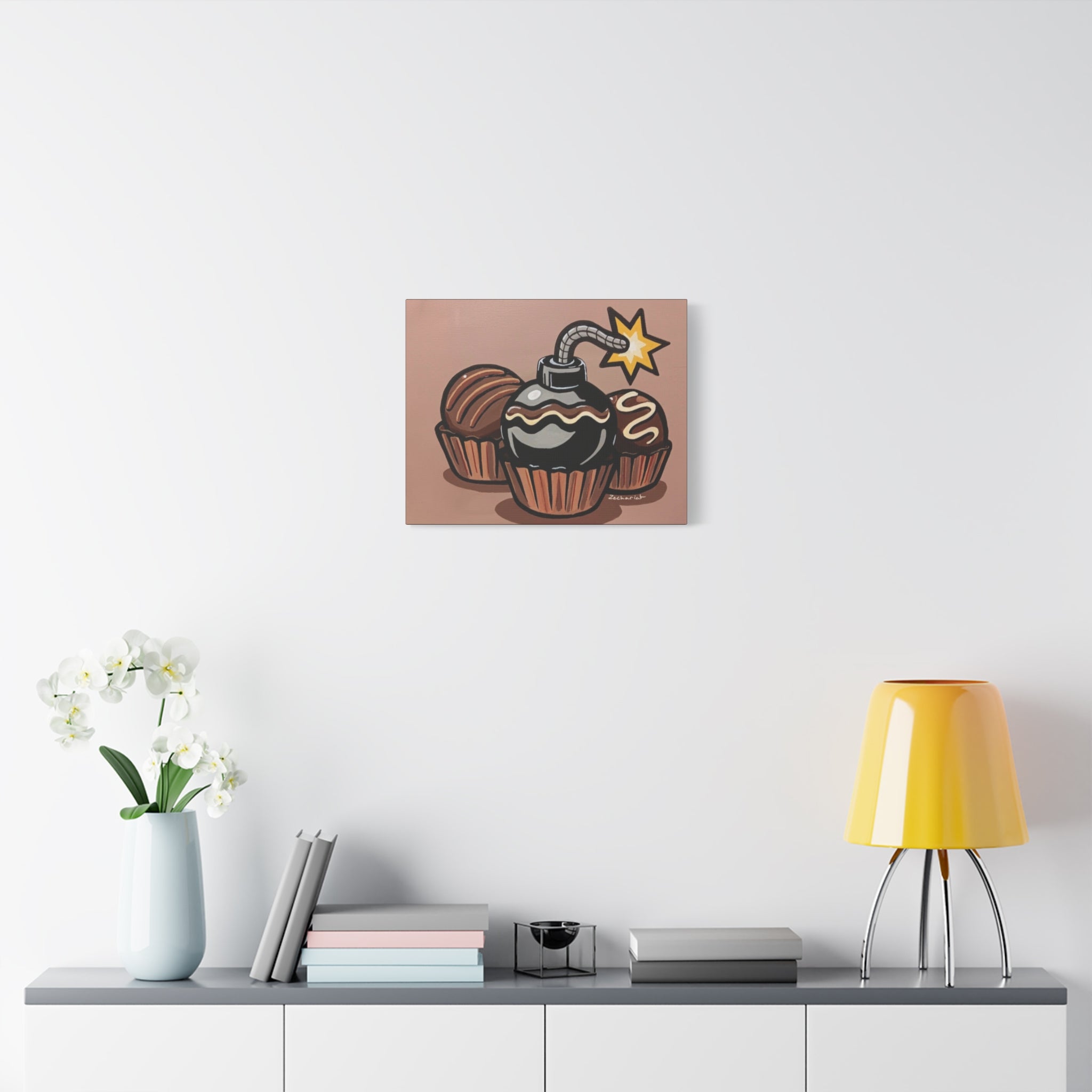 Whimsical Wall Art Canvas, Fun Decor, Chocolate Lovers Gift, Kitchen Wall Art, Quirky Gift Idea, Bomb Chocolate Design, Sweet Treat Decor