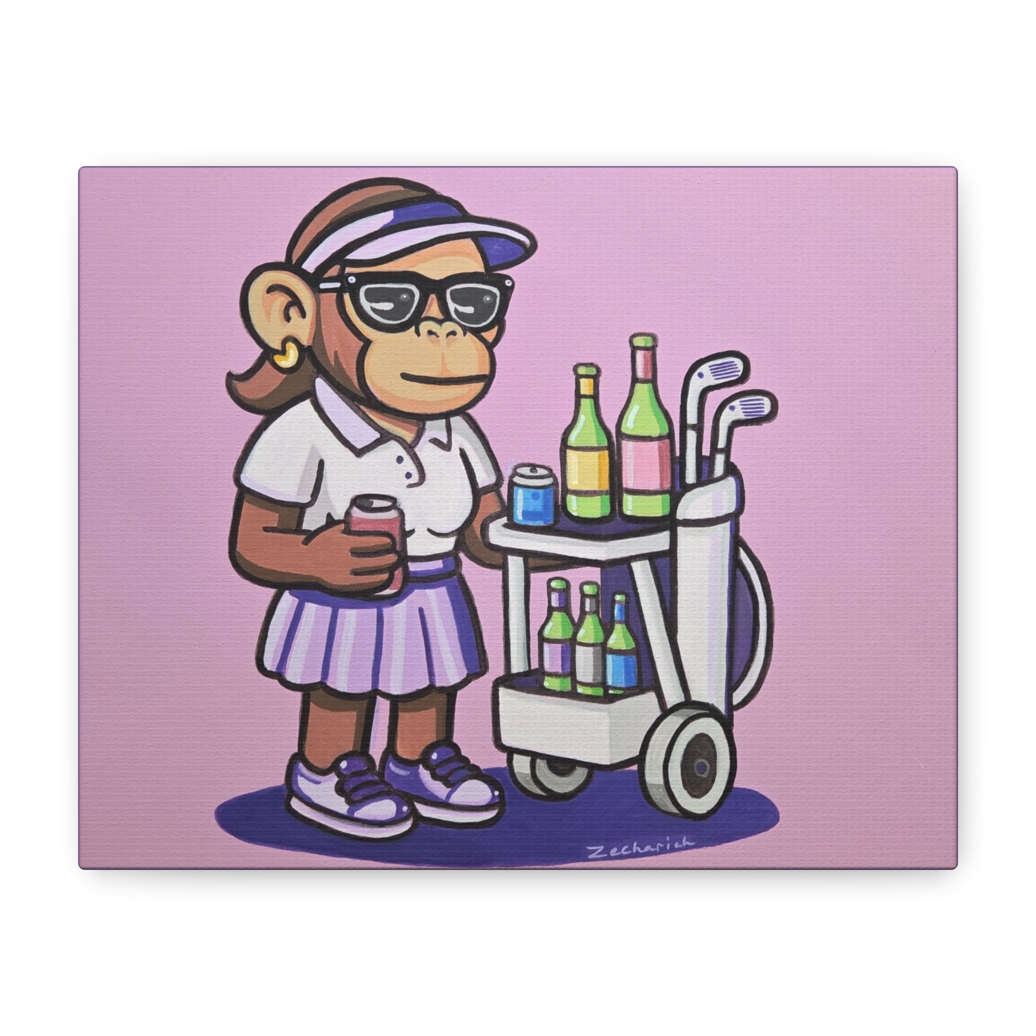 Playful Monkey Wall Art, Colorful Canvas Print, Retro Vibe Home Decor, Gift for Animal Lovers, Fun Artwork for Kids' Room