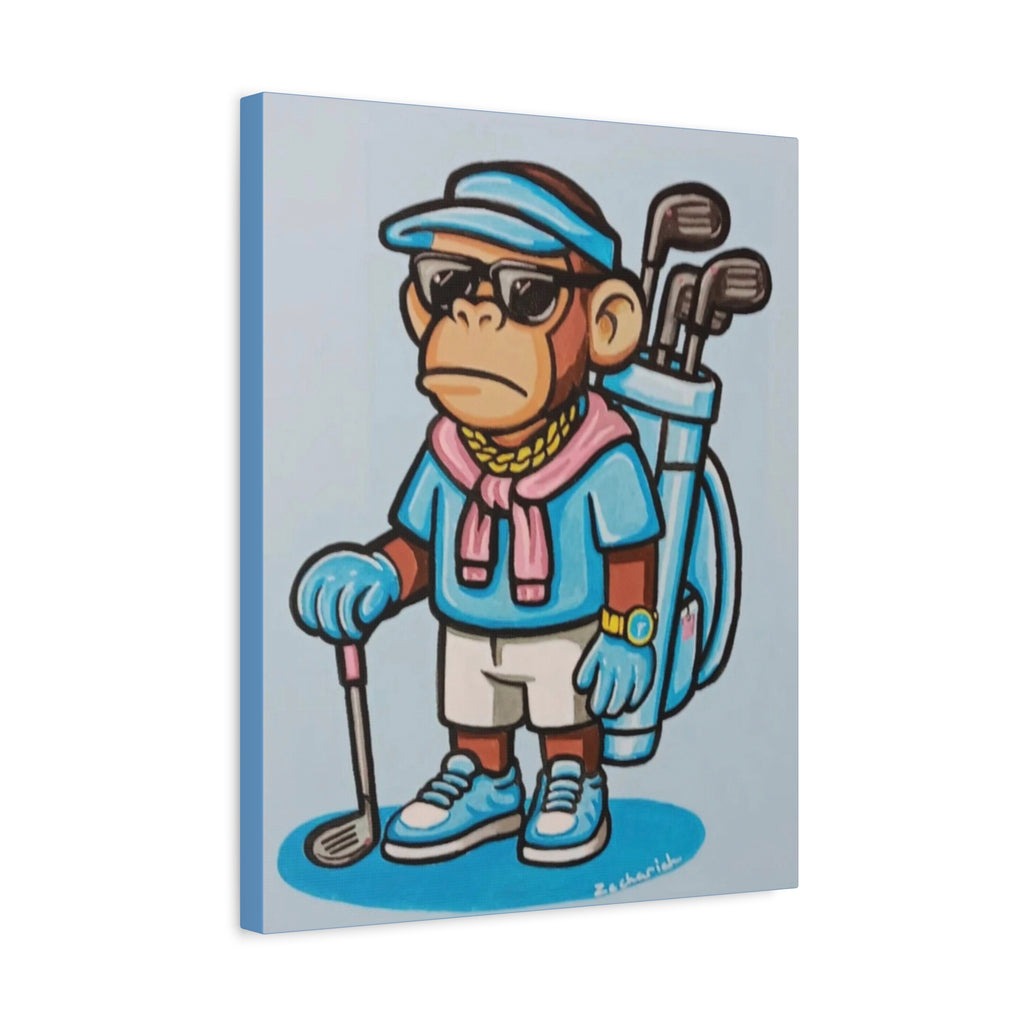 Cool Golf Monkey Canvas Art, Funky Monkey Decor, Wall Art for Golf Lovers, Unique Gift, Golf Club Decor, Fun Home Decor