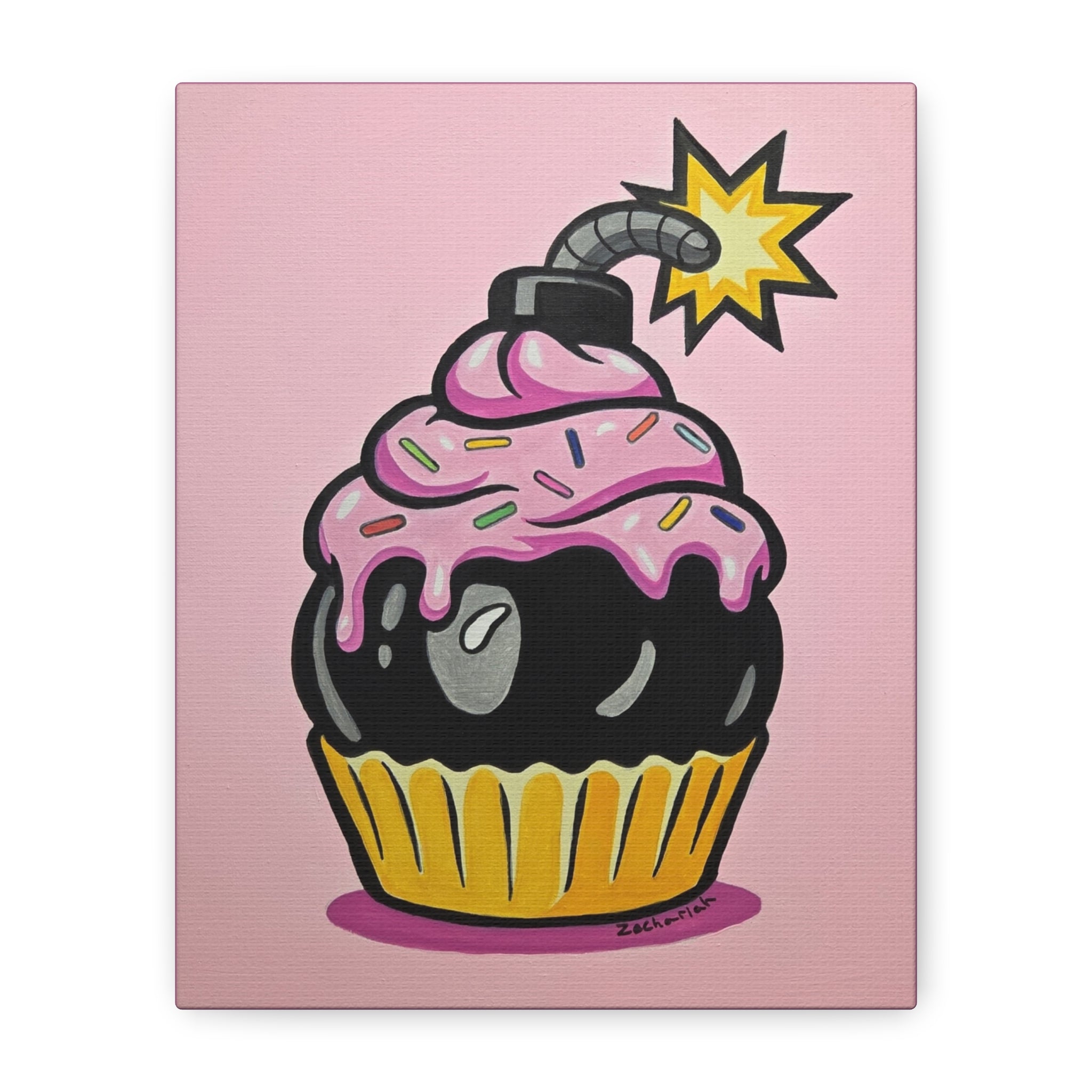 Explosive Cupcake Art Print, Funky Wall Decor, Unique Gift, Birthday Celebration, Fun Kitchen Decor