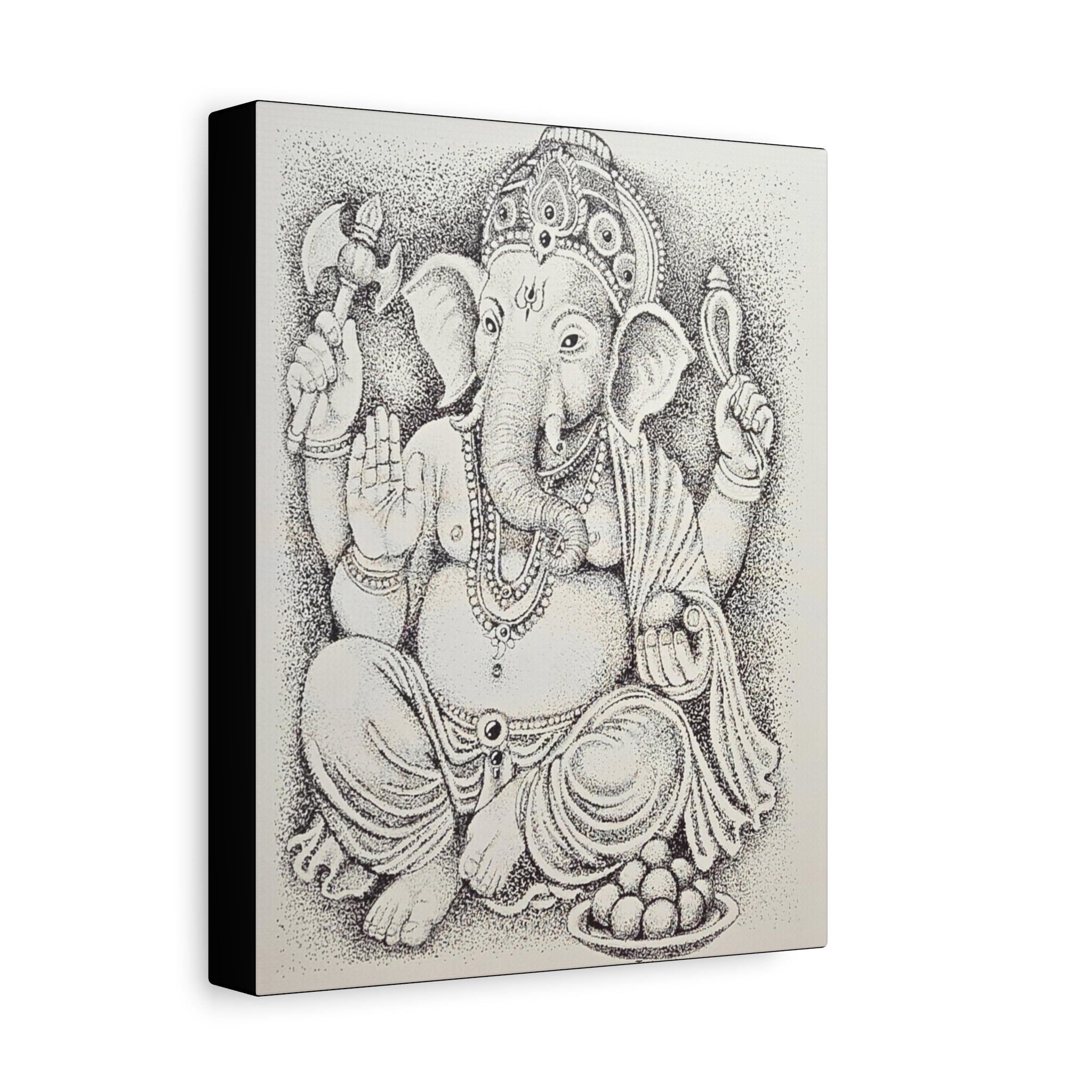 Ganesha Matte Canvas Art - Hindu Wall Decor, Spiritual Home Decoration, Meditation Room Accent, Gift for Festivals, Zen Artwork
