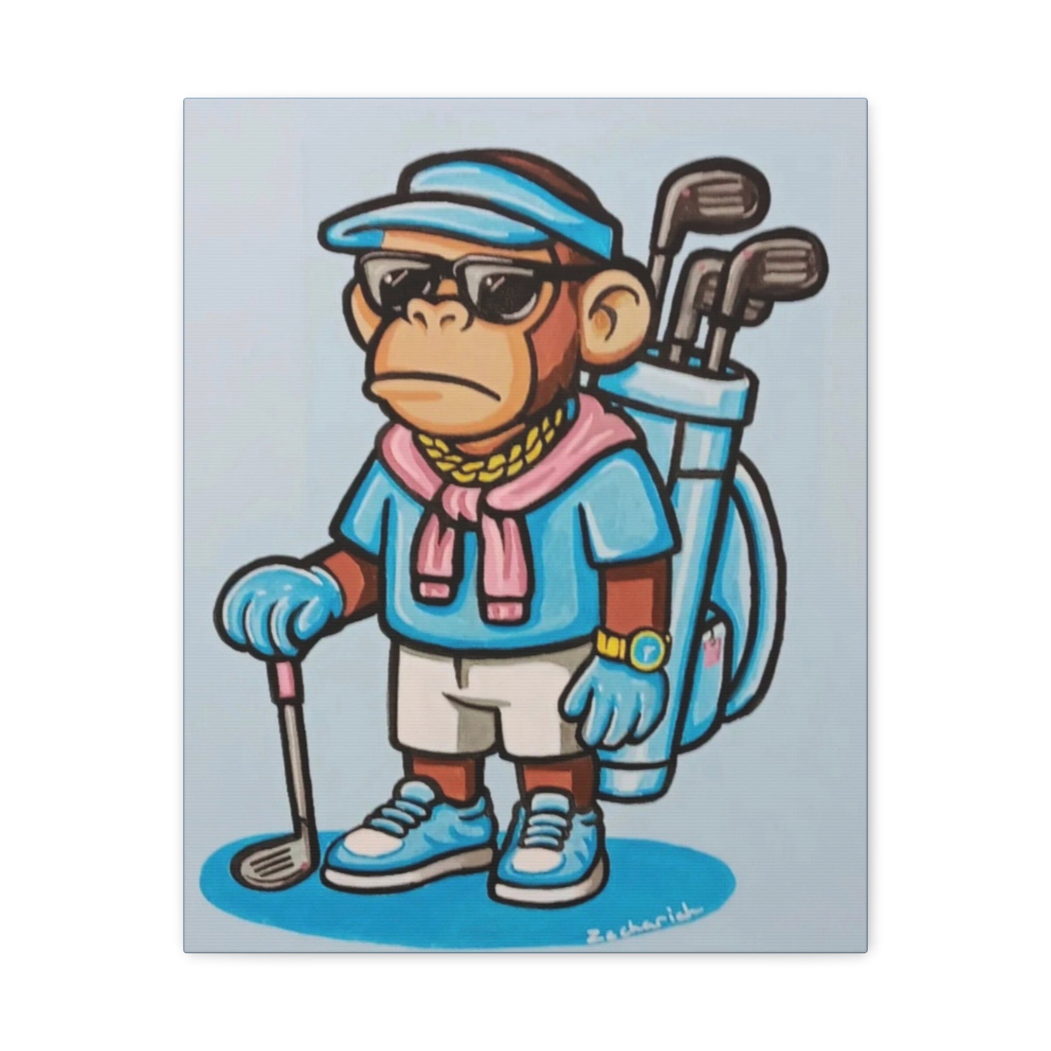 Cool Golf Monkey Canvas Art, Funky Monkey Decor, Wall Art for Golf Lovers, Unique Gift, Golf Club Decor, Fun Home Decor