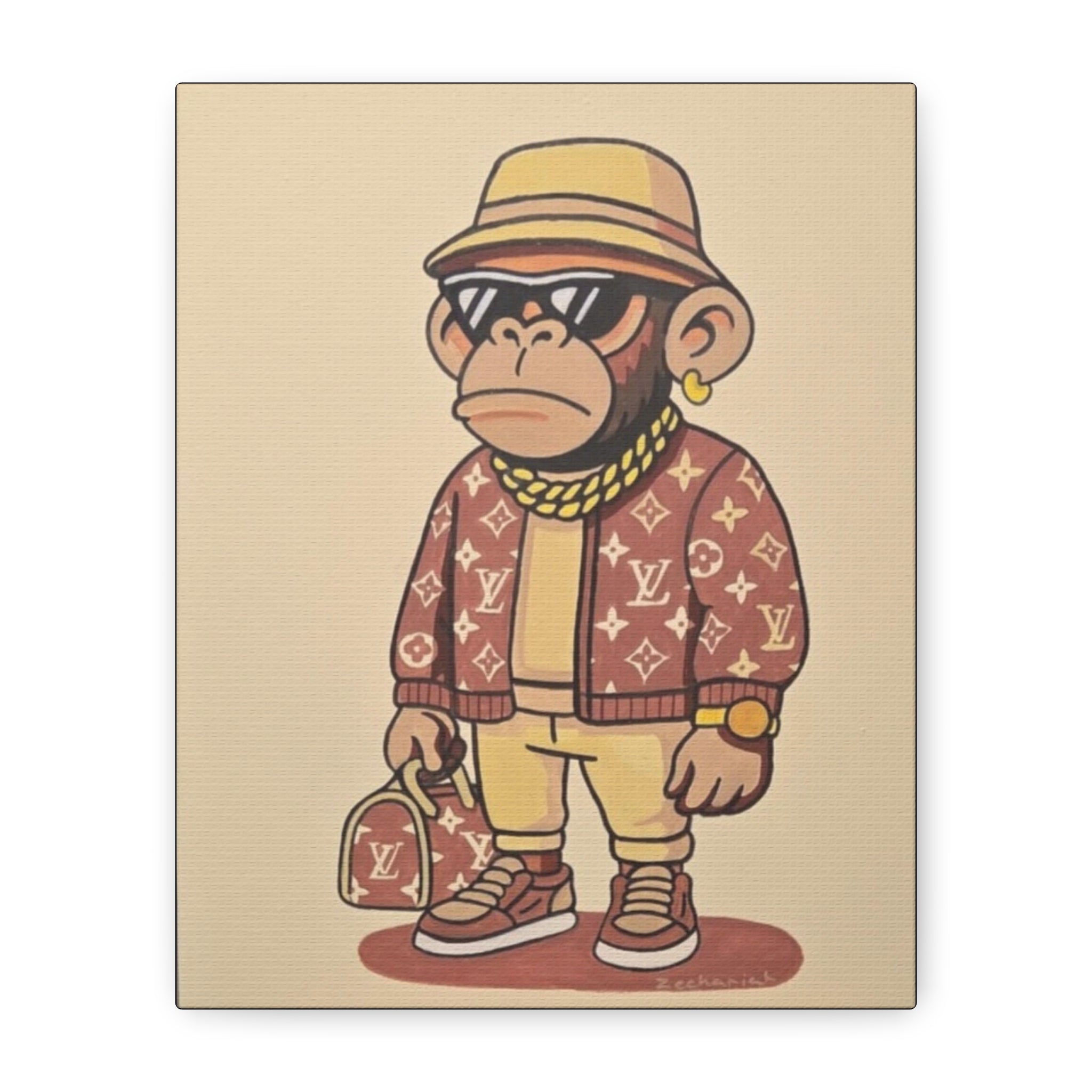 Stylish Monkey Art Canvas, Modern Wall Decor, Trendy Home Decor, Unique Gift, Art for Living Room, Hip Hop Vibe, Fun Wall Art