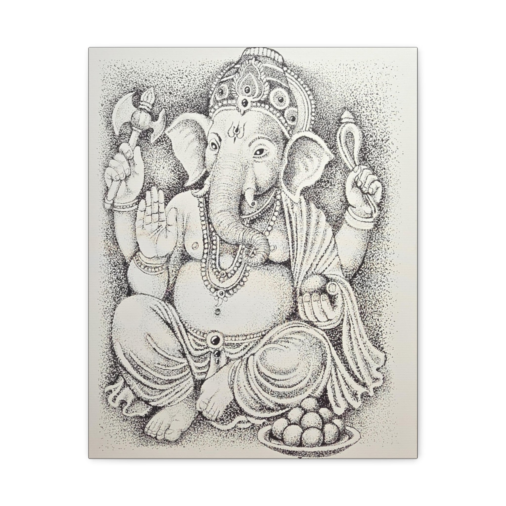 Ganesha Matte Canvas Art - Hindu Wall Decor, Spiritual Home Decoration, Meditation Room Accent, Gift for Festivals, Zen Artwork