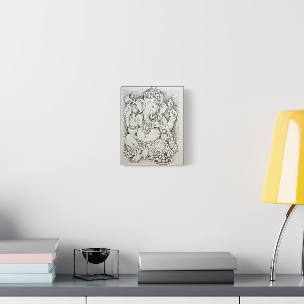 Ganesha Matte Canvas Art - Hindu Wall Decor, Spiritual Home Decoration, Meditation Room Accent, Gift for Festivals, Zen Artwork