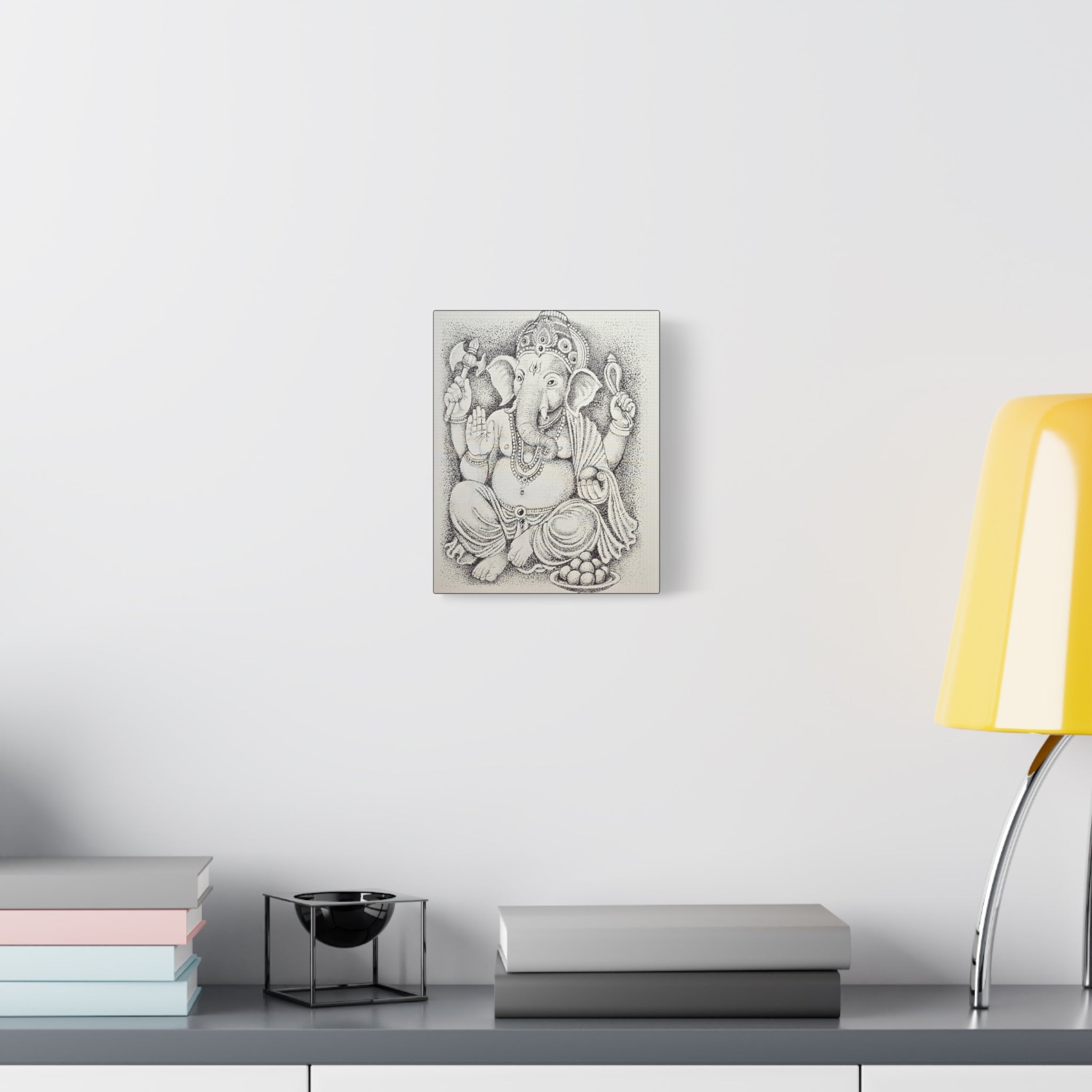 Ganesha Matte Canvas Art - Hindu Wall Decor, Spiritual Home Decoration, Meditation Room Accent, Gift for Festivals, Zen Artwork