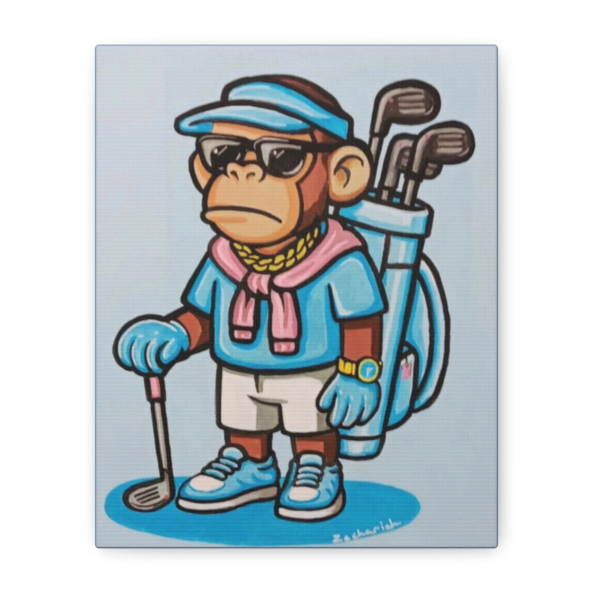 Cool Golf Monkey Canvas Art, Funky Monkey Decor, Wall Art for Golf Lovers, Unique Gift, Golf Club Decor, Fun Home Decor