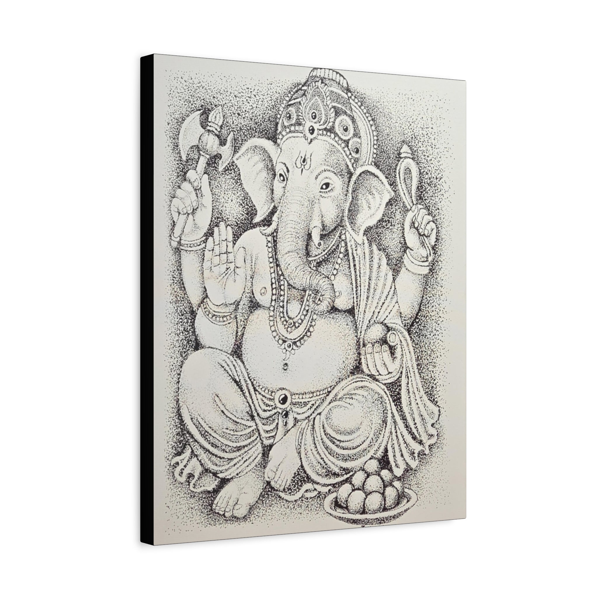 Ganesha Matte Canvas Art - Hindu Wall Decor, Spiritual Home Decoration, Meditation Room Accent, Gift for Festivals, Zen Artwork