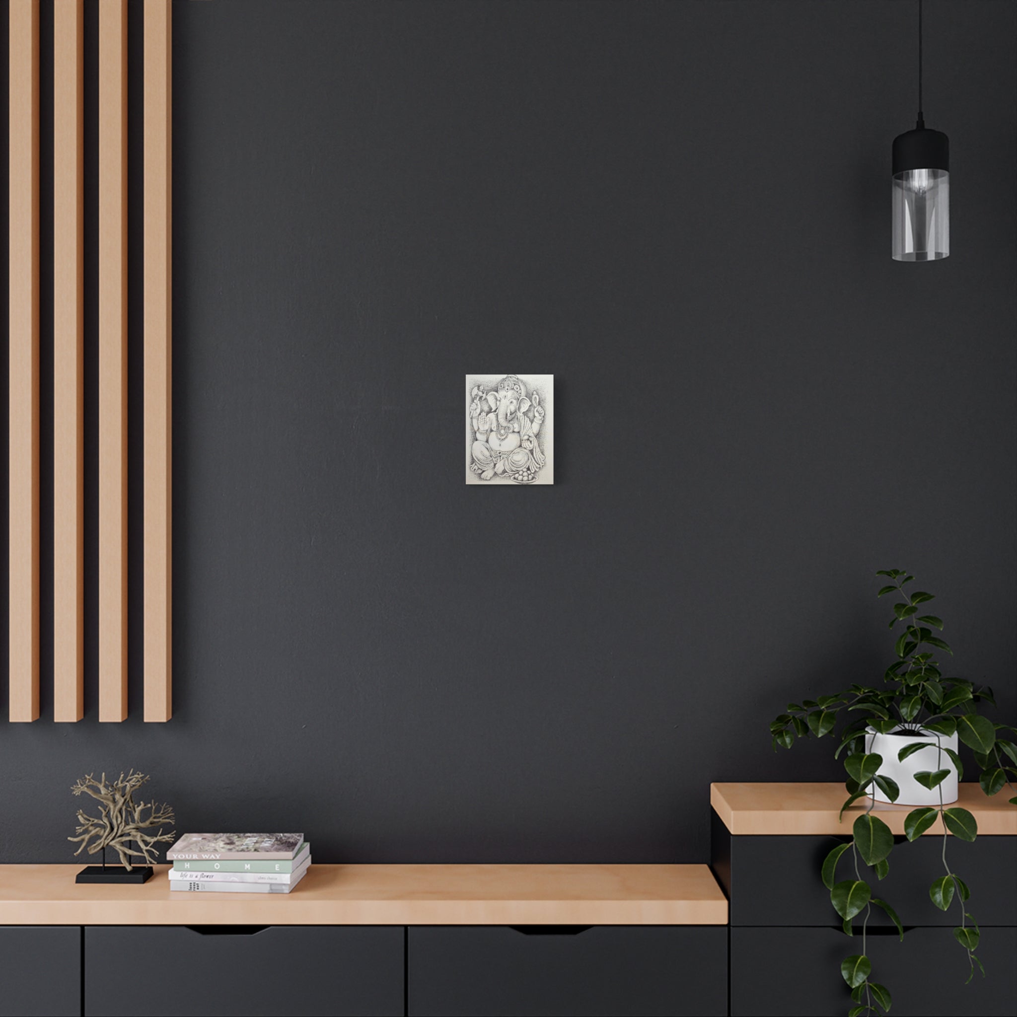 Ganesha Matte Canvas Art - Hindu Wall Decor, Spiritual Home Decoration, Meditation Room Accent, Gift for Festivals, Zen Artwork