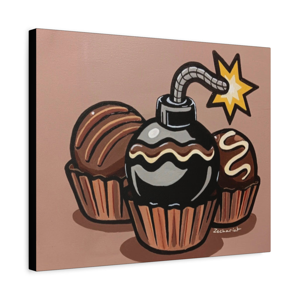 Whimsical Wall Art Canvas, Fun Decor, Chocolate Lovers Gift, Kitchen Wall Art, Quirky Gift Idea, Bomb Chocolate Design, Sweet Treat Decor