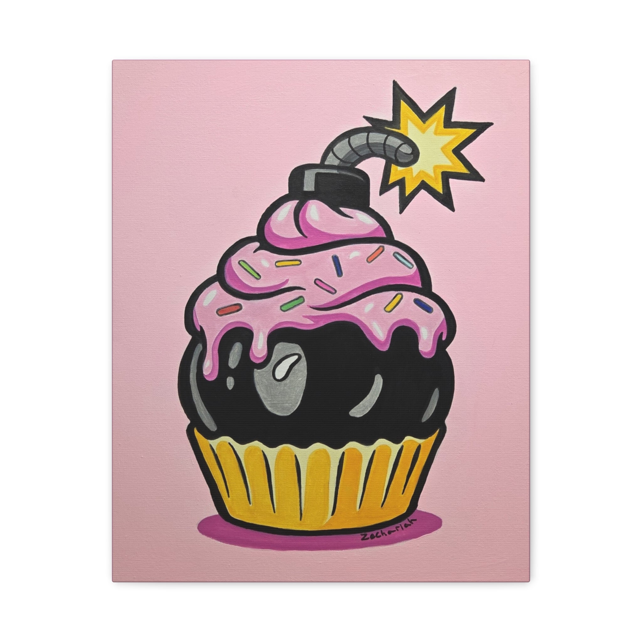 Explosive Cupcake Art Print, Funky Wall Decor, Unique Gift, Birthday Celebration, Fun Kitchen Decor