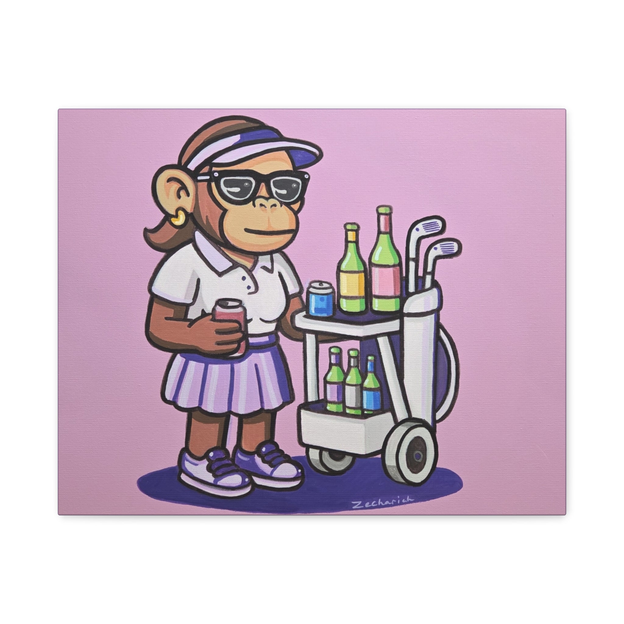 Playful Monkey Wall Art, Colorful Canvas Print, Retro Vibe Home Decor, Gift for Animal Lovers, Fun Artwork for Kids' Room