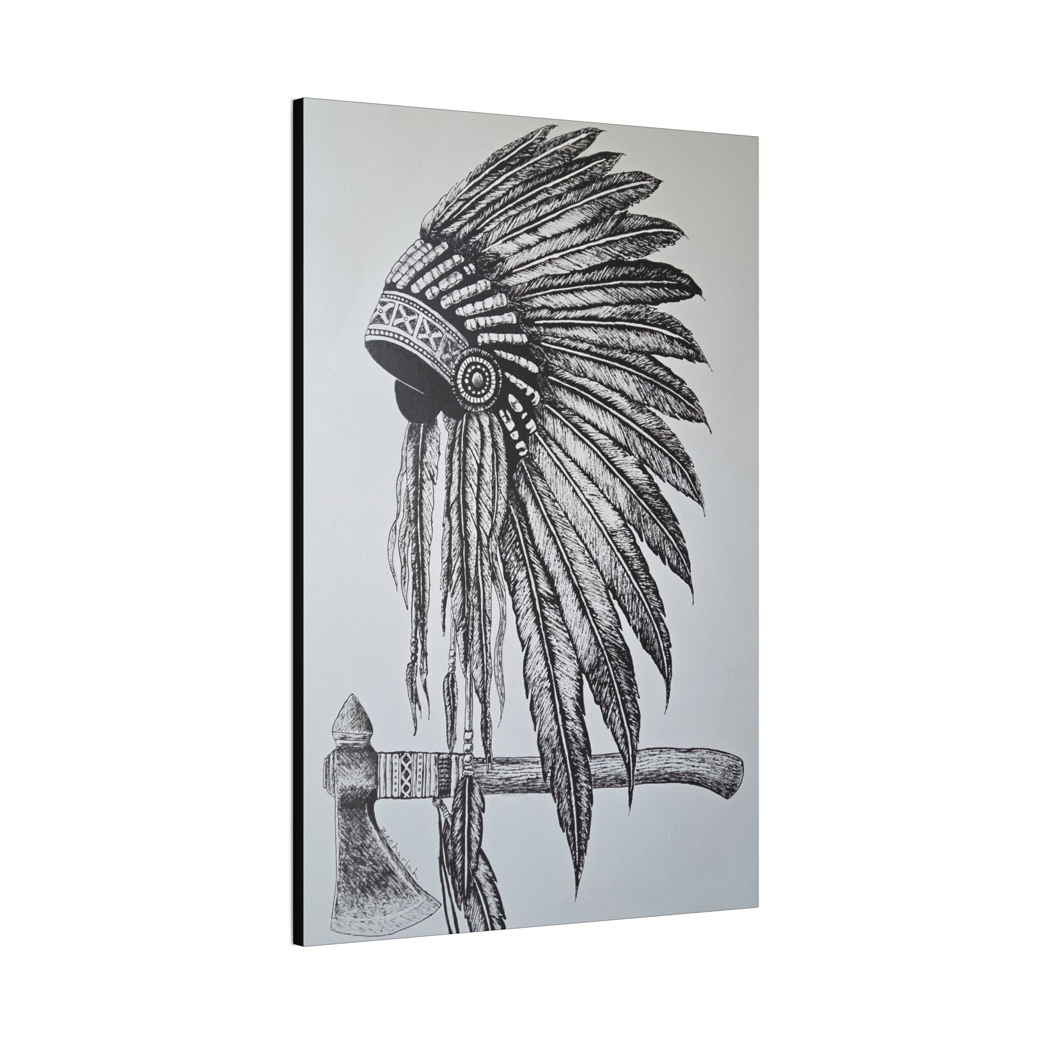 Native American Warrior Canvas Art, Tribal Home Decor, Vintage Wall Hanging, Gift for Him, Boho Wall Art, Ethnic Decor