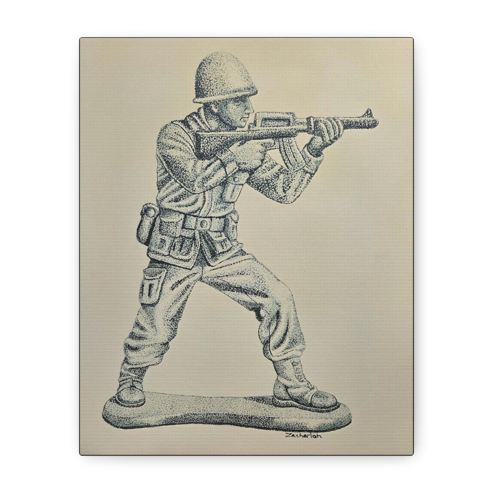 Soldier Art Canvas Print, Vintage Wall Decor for Home, Military Tribute, Unique Gift for Home Office, Personalized Decorative Art