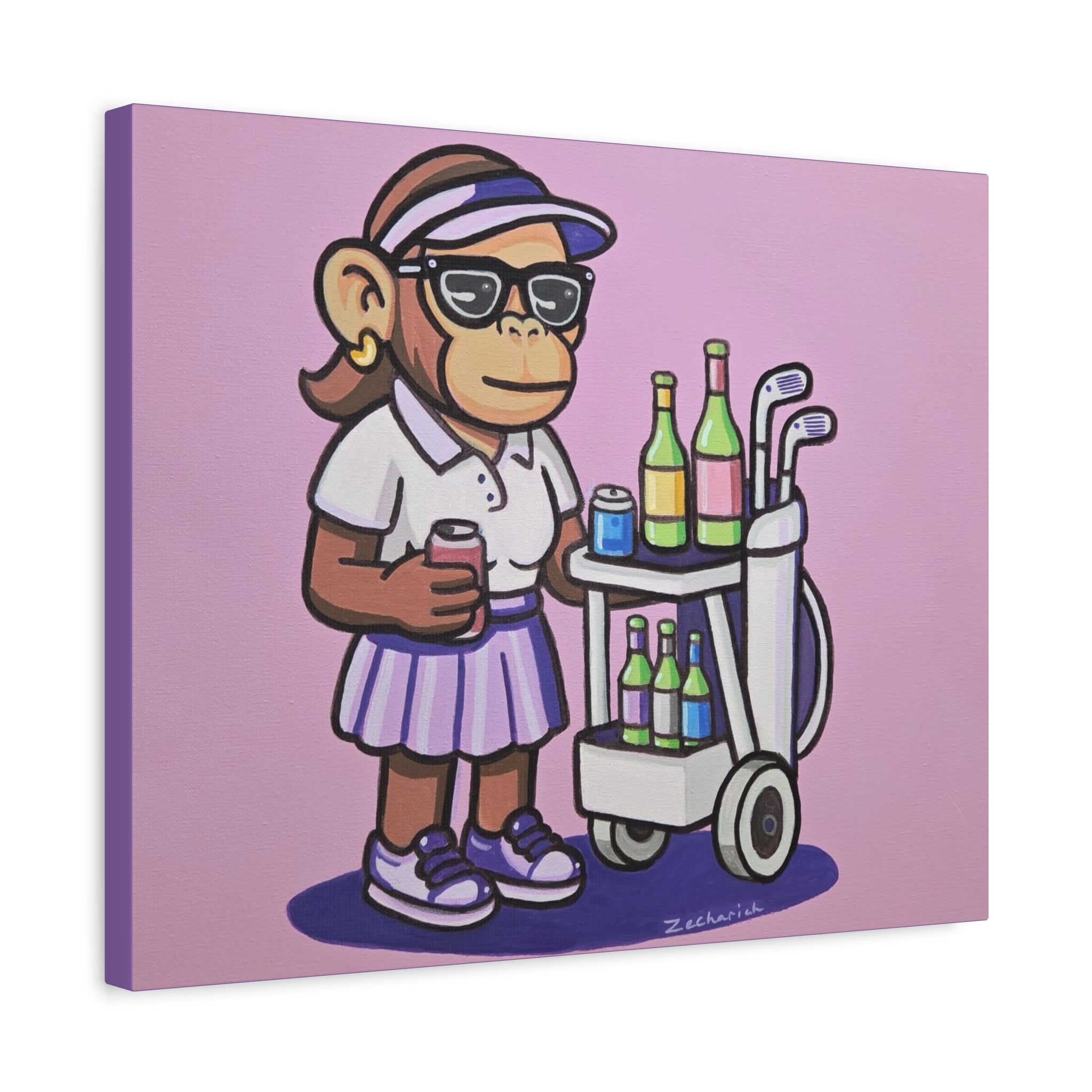 Playful Monkey Wall Art, Colorful Canvas Print, Retro Vibe Home Decor, Gift for Animal Lovers, Fun Artwork for Kids' Room