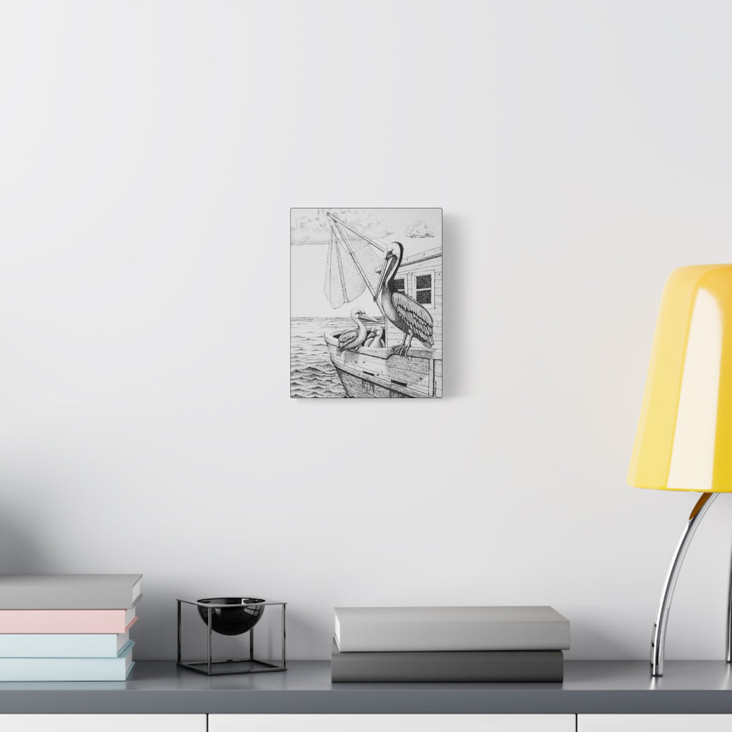 Artistic Coastal Canvas Print, Nautical Wall Art, Beach Home Decor, Sea Bird Illustration, Gift for Marine Life Lovers