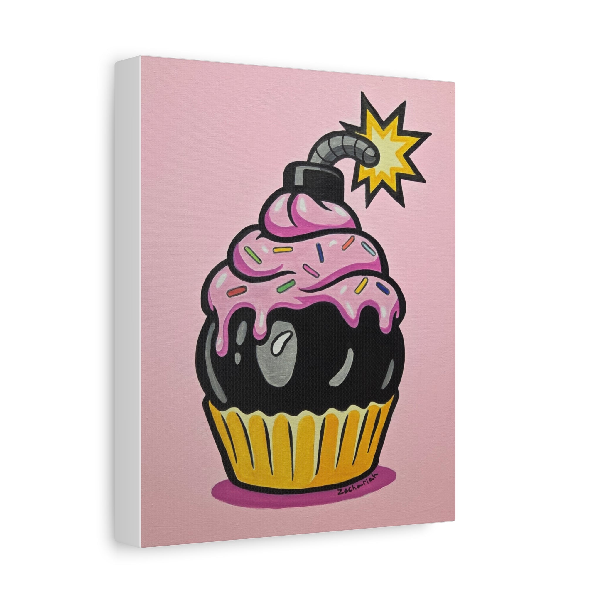 Explosive Cupcake Art Print, Funky Wall Decor, Unique Gift, Birthday Celebration, Fun Kitchen Decor