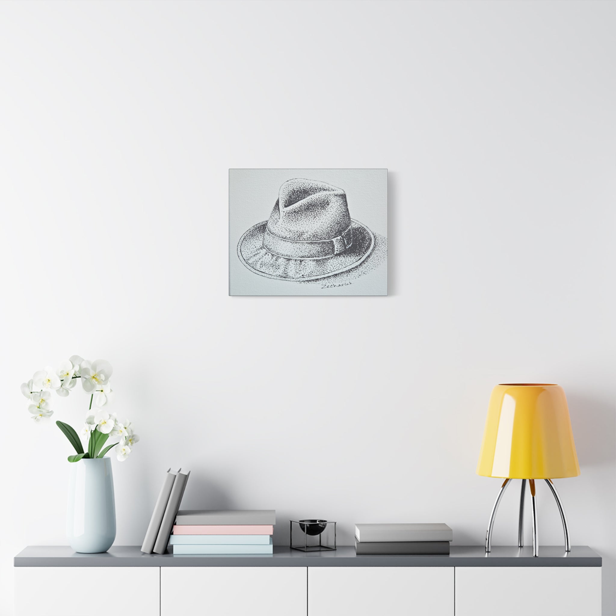 Stylish Wall Art Canvas Print of Classic Fedora Hat, Home Decor, Gift for Hat Lovers, Fashion Enthusiasts, Art Collectors