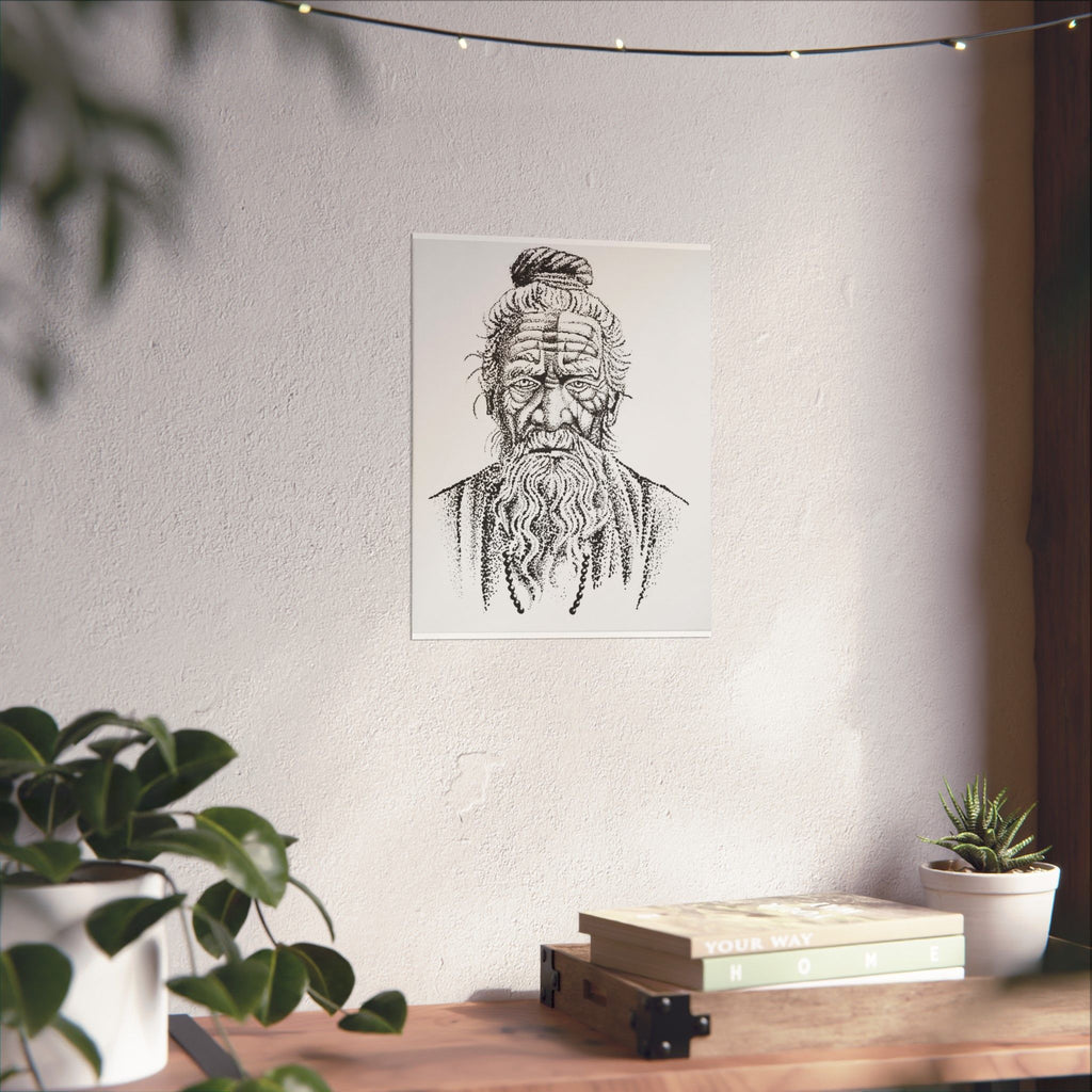The Sage - Artistic Matte Vertical Posters, Spiritual Wall Decor, Meditation Room Art, Unique Gift for Yoga Lovers, Home Decoration