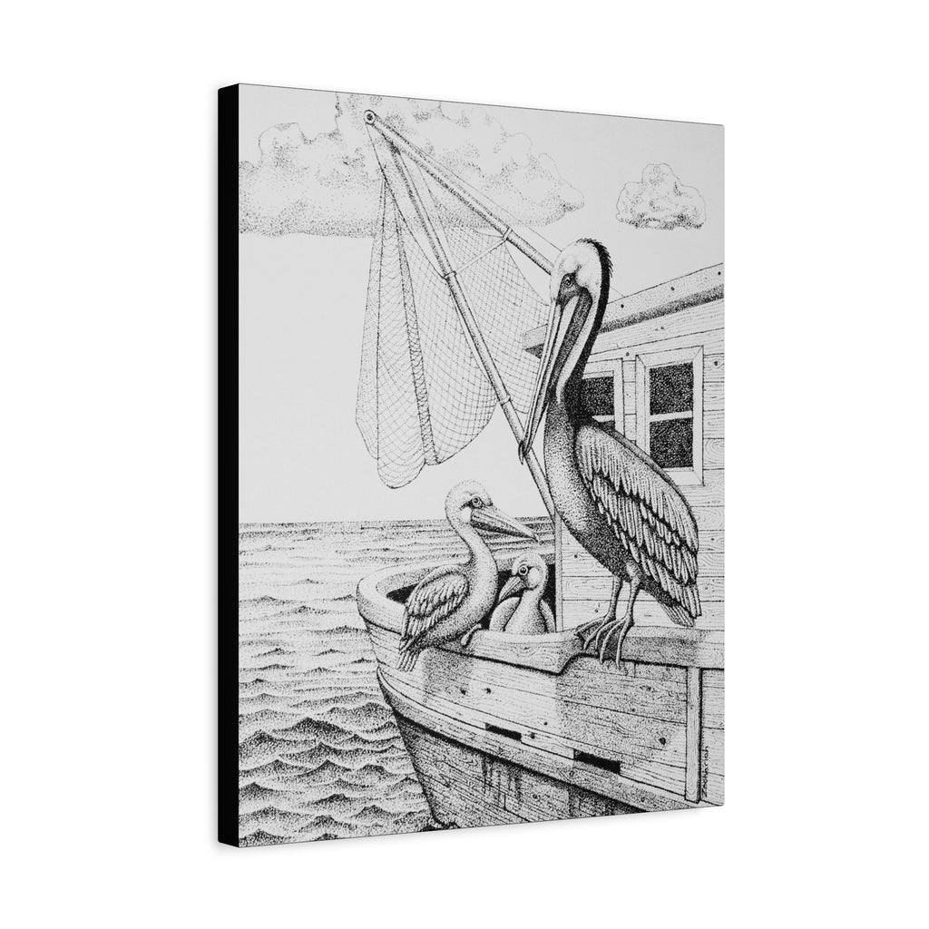 Artistic Coastal Canvas Print, Nautical Wall Art, Beach Home Decor, Sea Bird Illustration, Gift for Marine Life Lovers