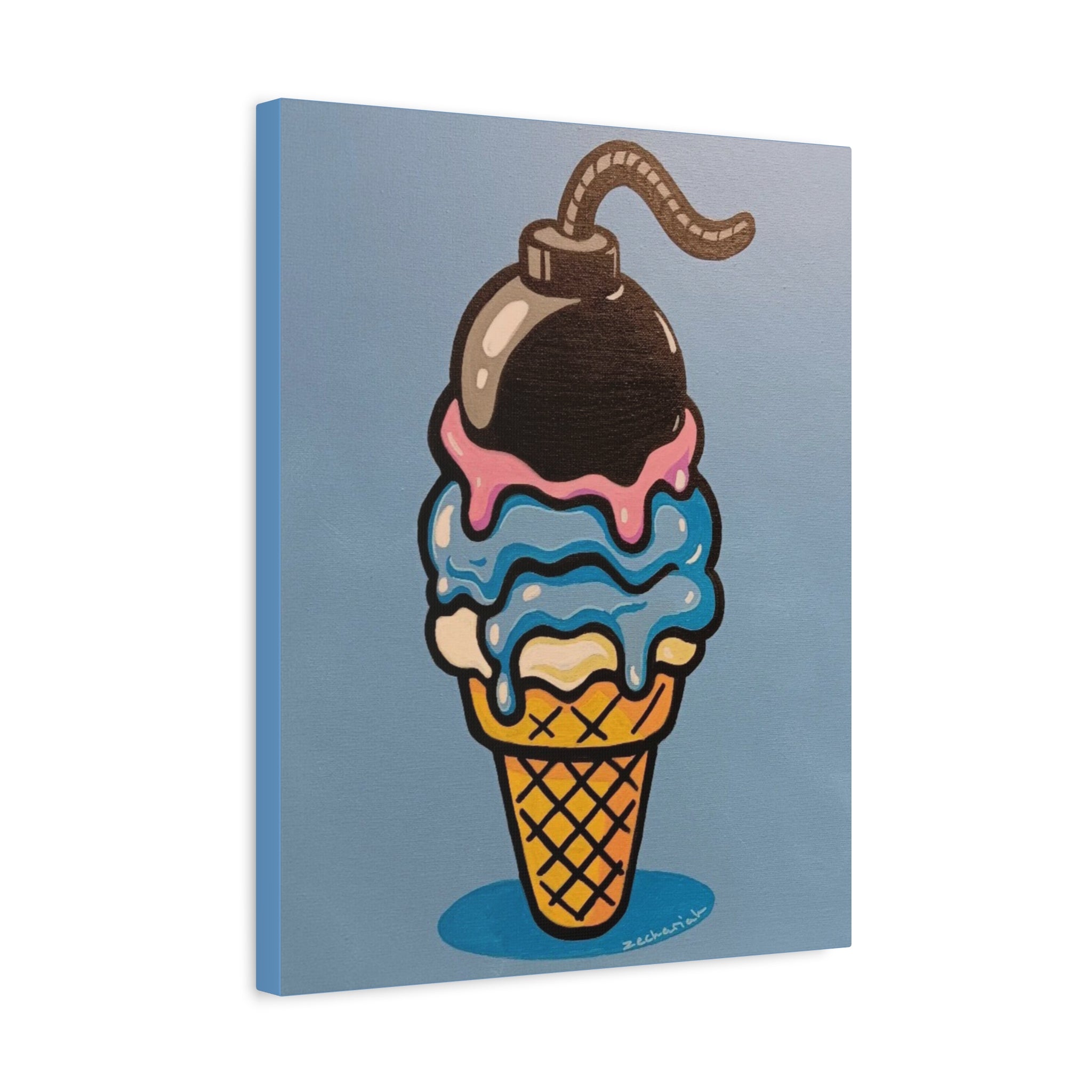 Playful Ice Cream Bomb Canvas Art, Fun Wall Decor for Kids, Ice Cream Party Gift, Colorful Room Accent, Unique Art for Celebrations