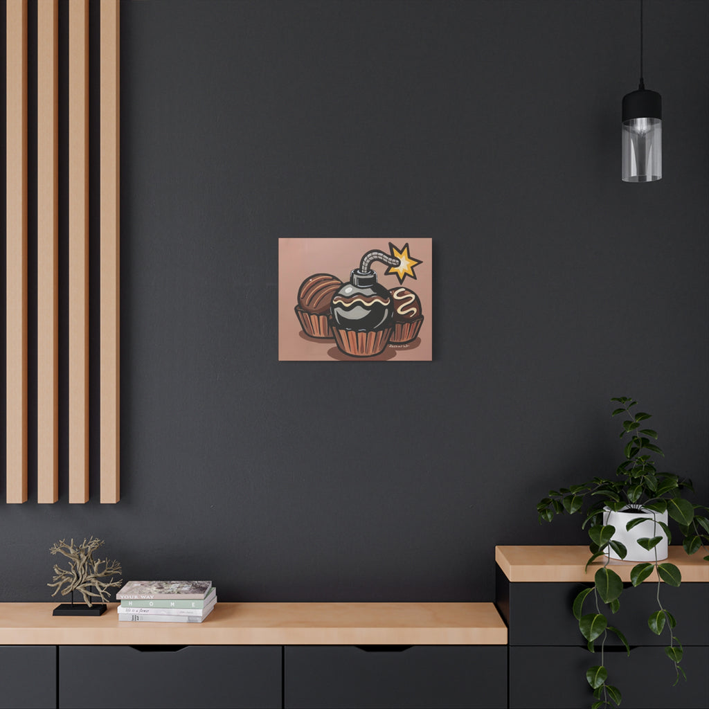 Whimsical Wall Art Canvas, Fun Decor, Chocolate Lovers Gift, Kitchen Wall Art, Quirky Gift Idea, Bomb Chocolate Design, Sweet Treat Decor
