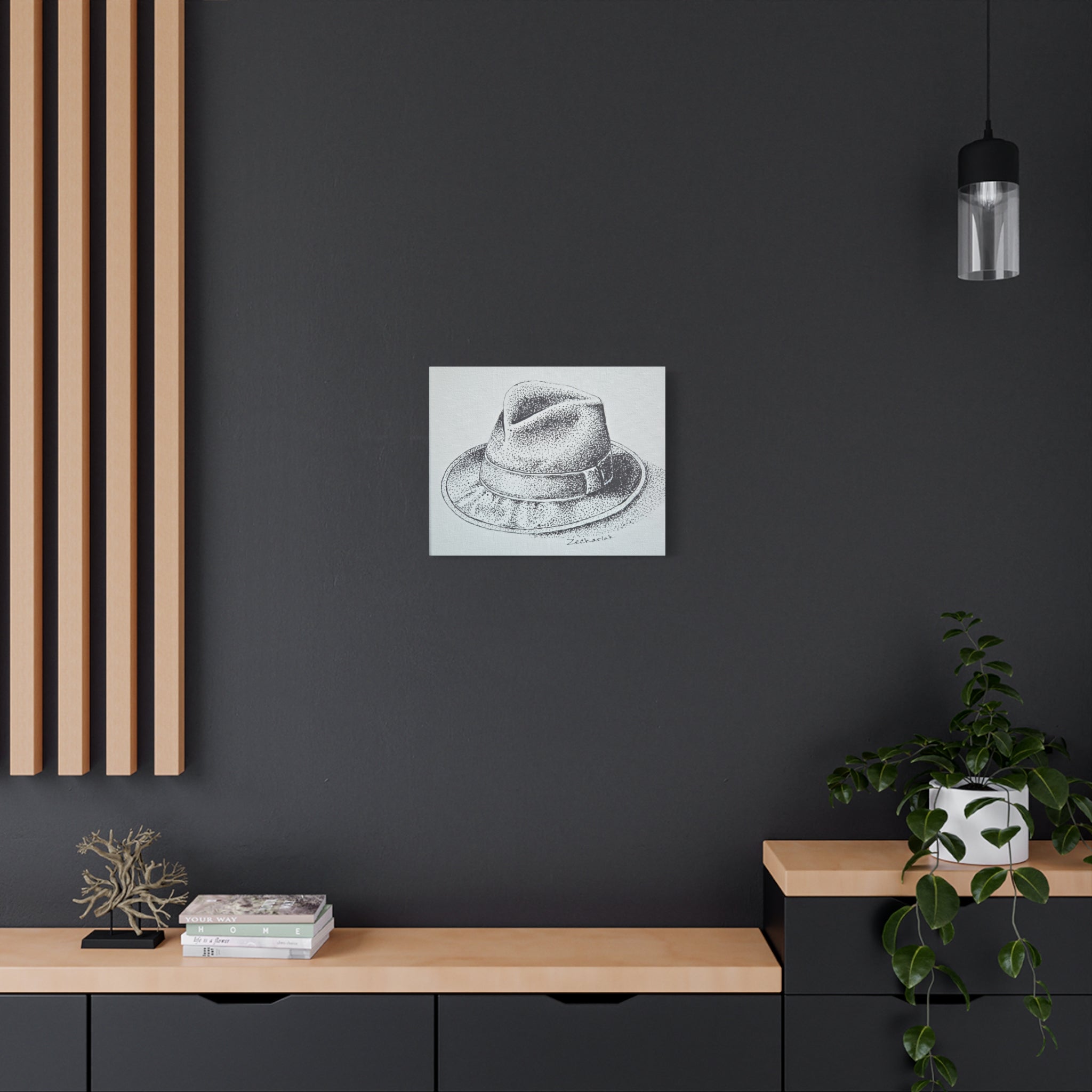 Stylish Wall Art Canvas Print of Classic Fedora Hat, Home Decor, Gift for Hat Lovers, Fashion Enthusiasts, Art Collectors