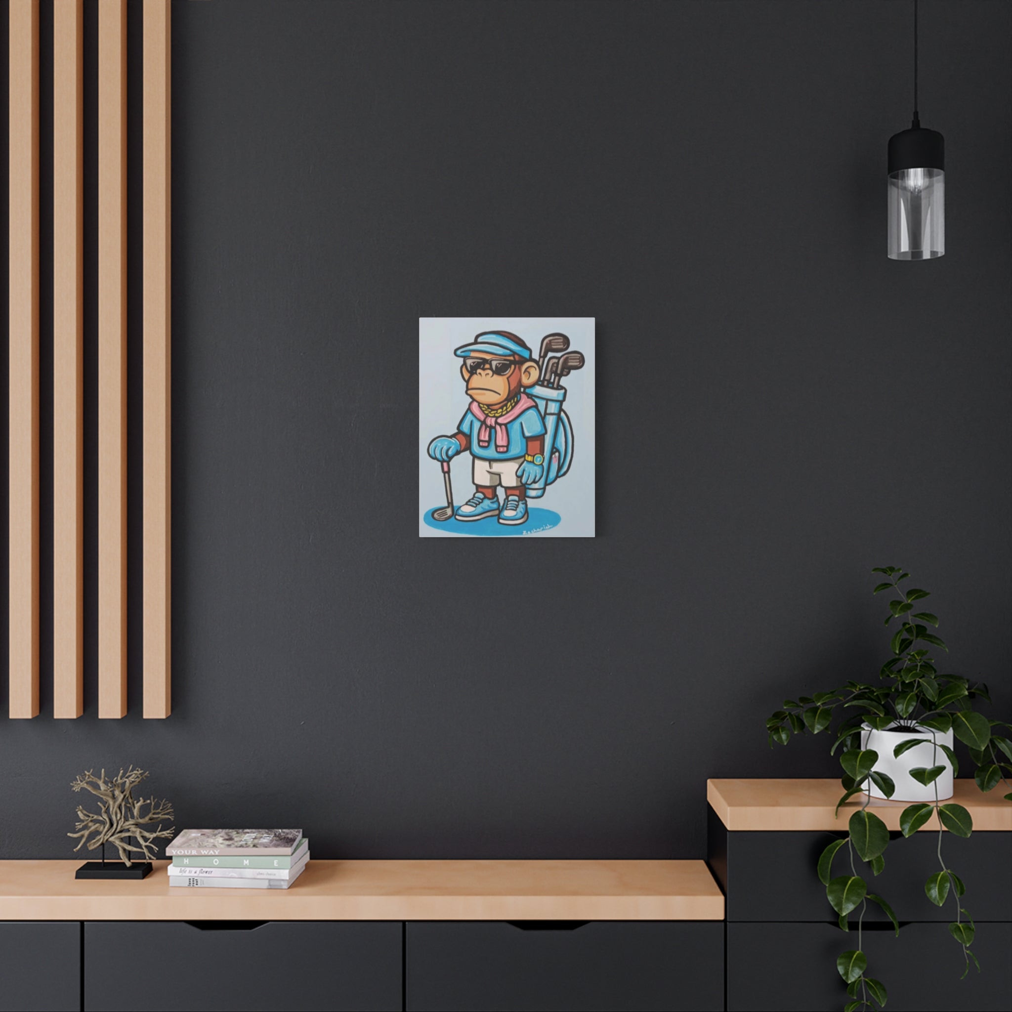 Cool Golf Monkey Canvas Art, Funky Monkey Decor, Wall Art for Golf Lovers, Unique Gift, Golf Club Decor, Fun Home Decor