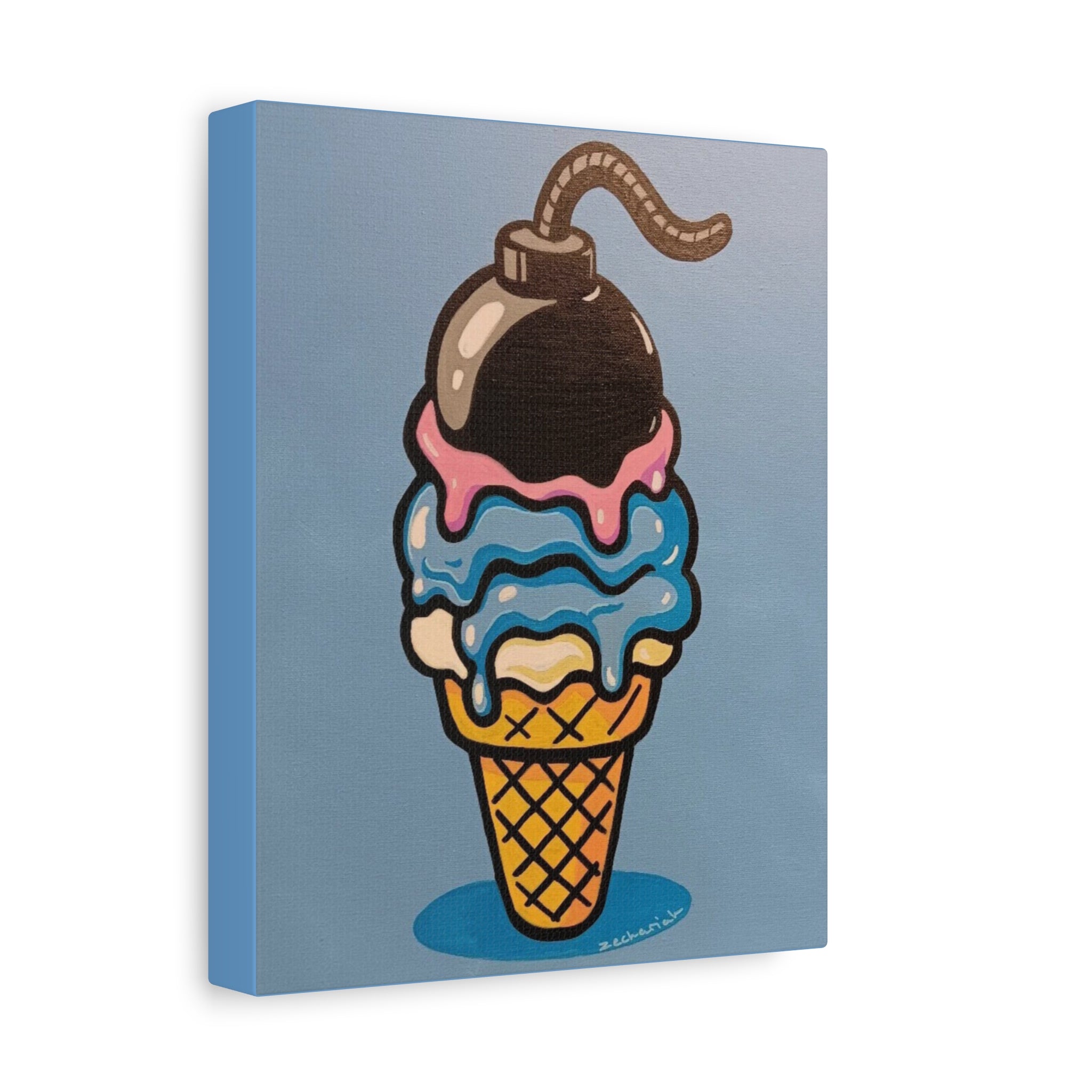 Playful Ice Cream Bomb Canvas Art, Fun Wall Decor for Kids, Ice Cream Party Gift, Colorful Room Accent, Unique Art for Celebrations